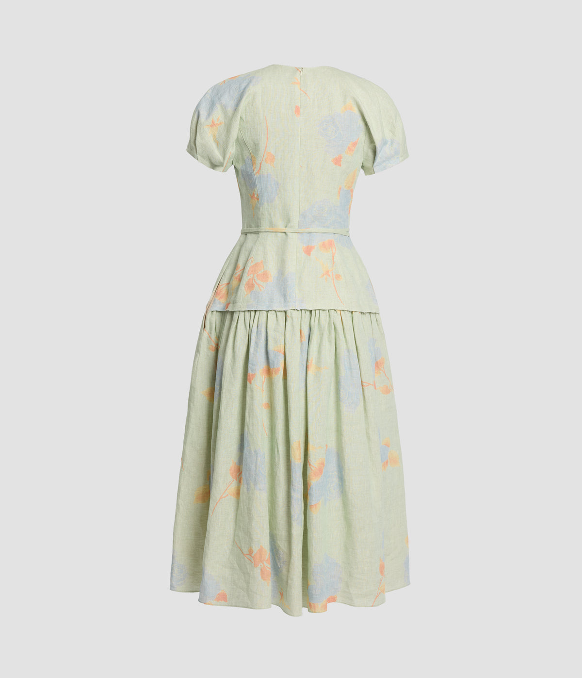 Floral Linen Cap Sleeve Midi Dress