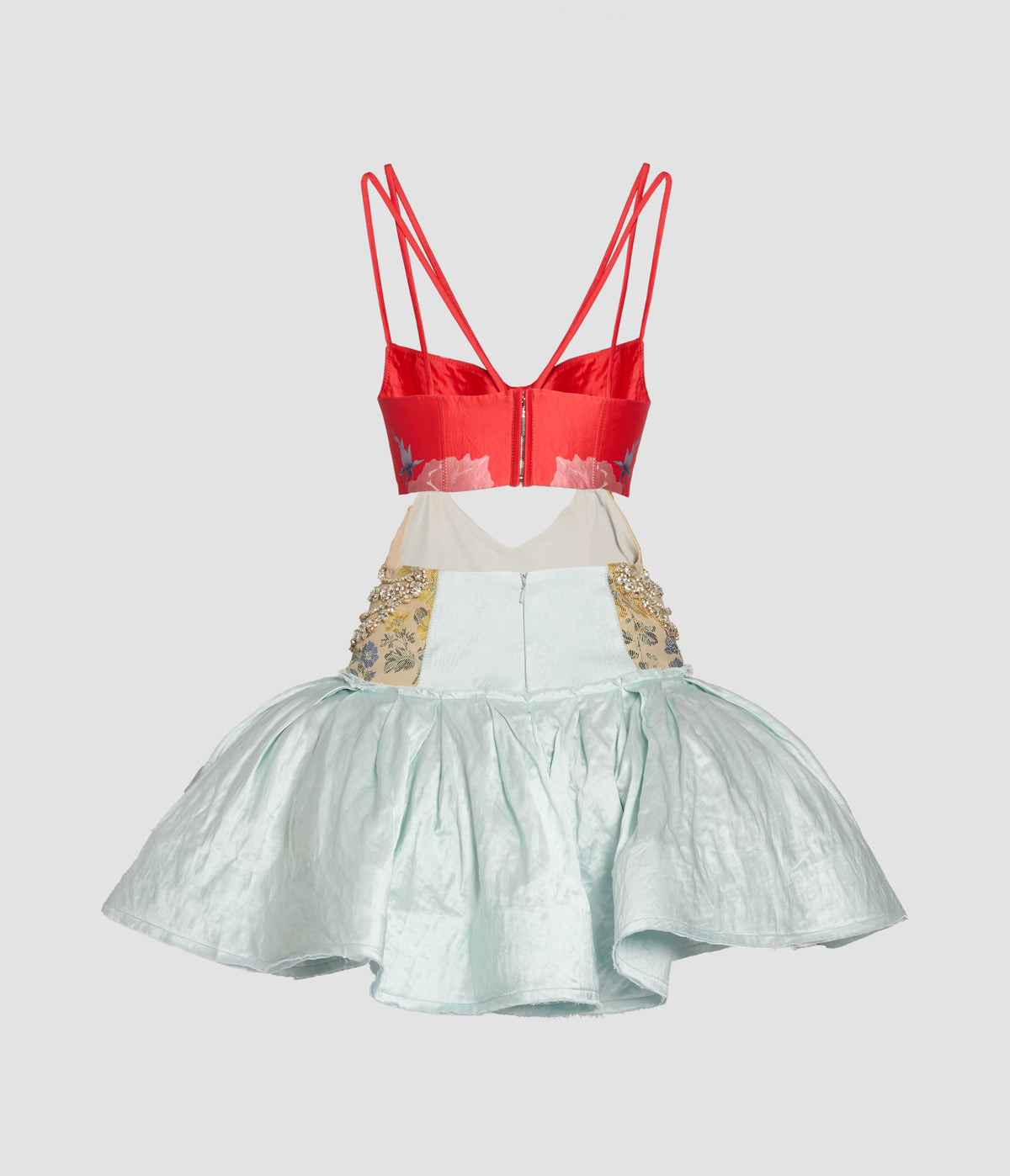 Embroidered Textured Satin Dress