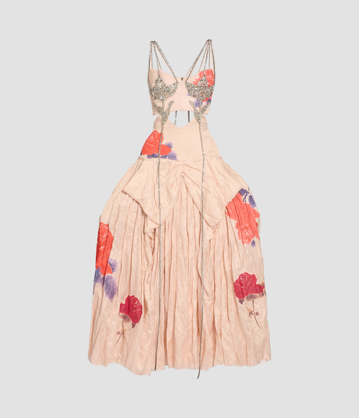 Printed Crushed Fluid Satin Midi Dress