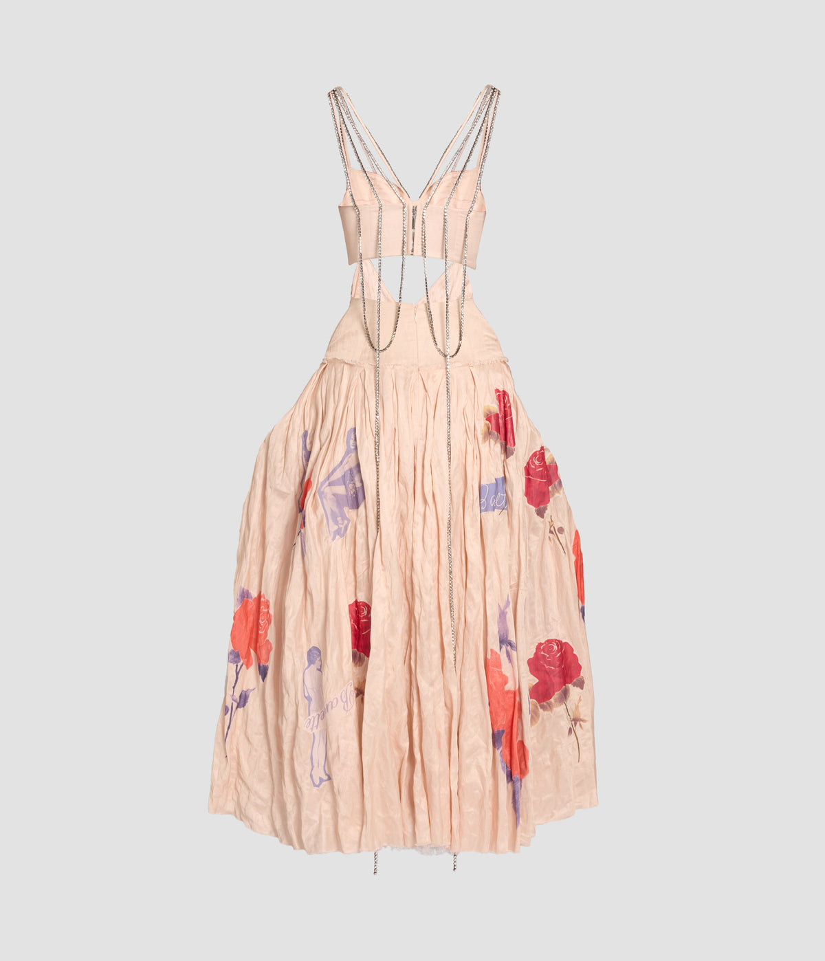 Printed Crushed Fluid Satin Midi Dress