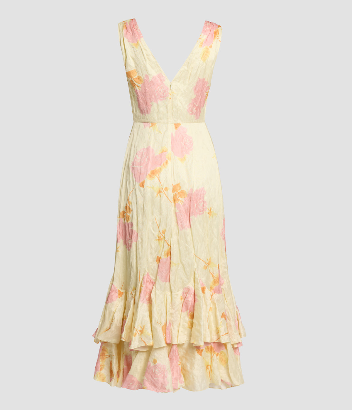 Floral Crushed Fluid Satin Midi Dress