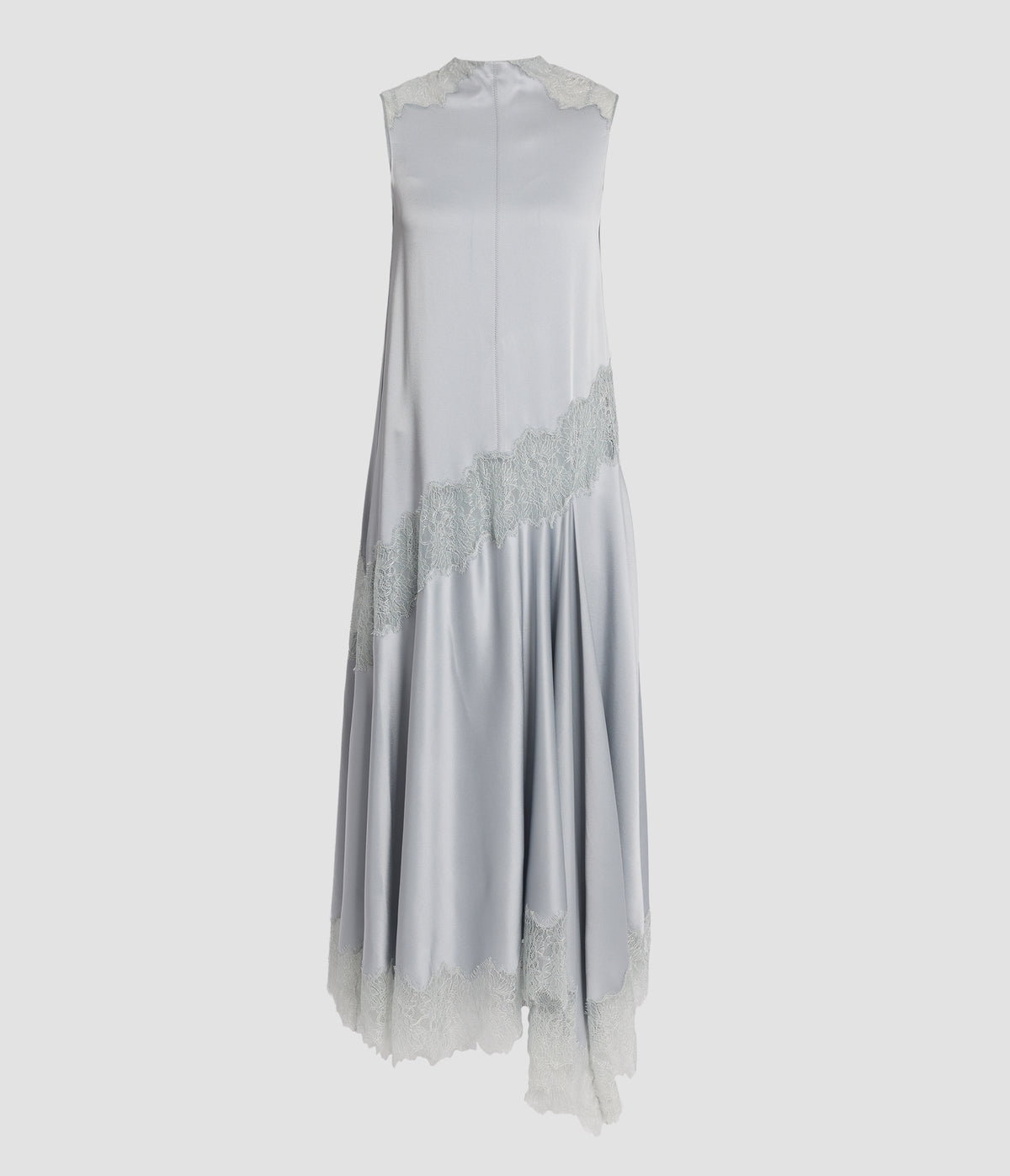 Floral Lace Satin Cady Sleeveless Midi Dress