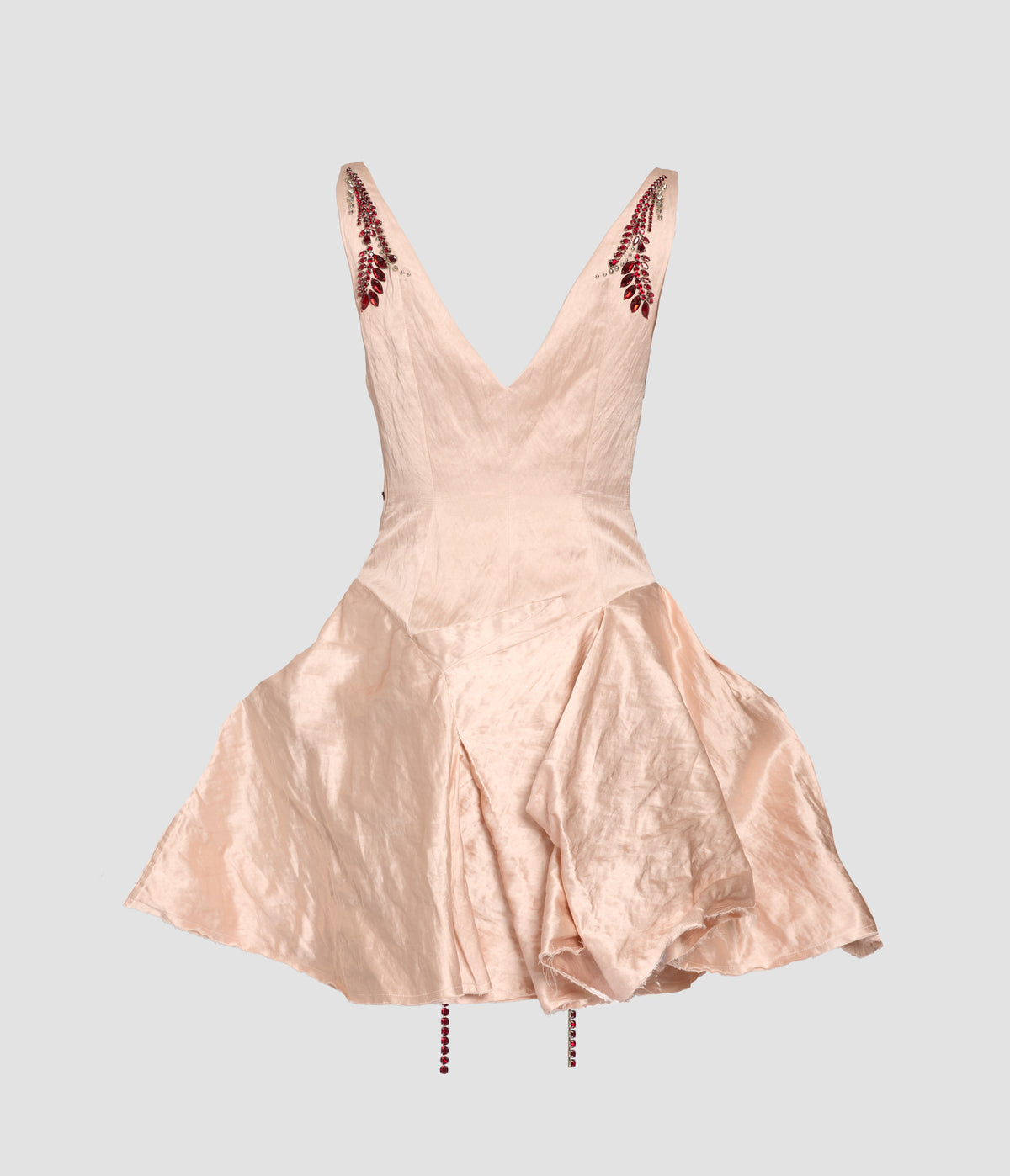 Embroidered Textured Satin Sleeveless Mini Dress