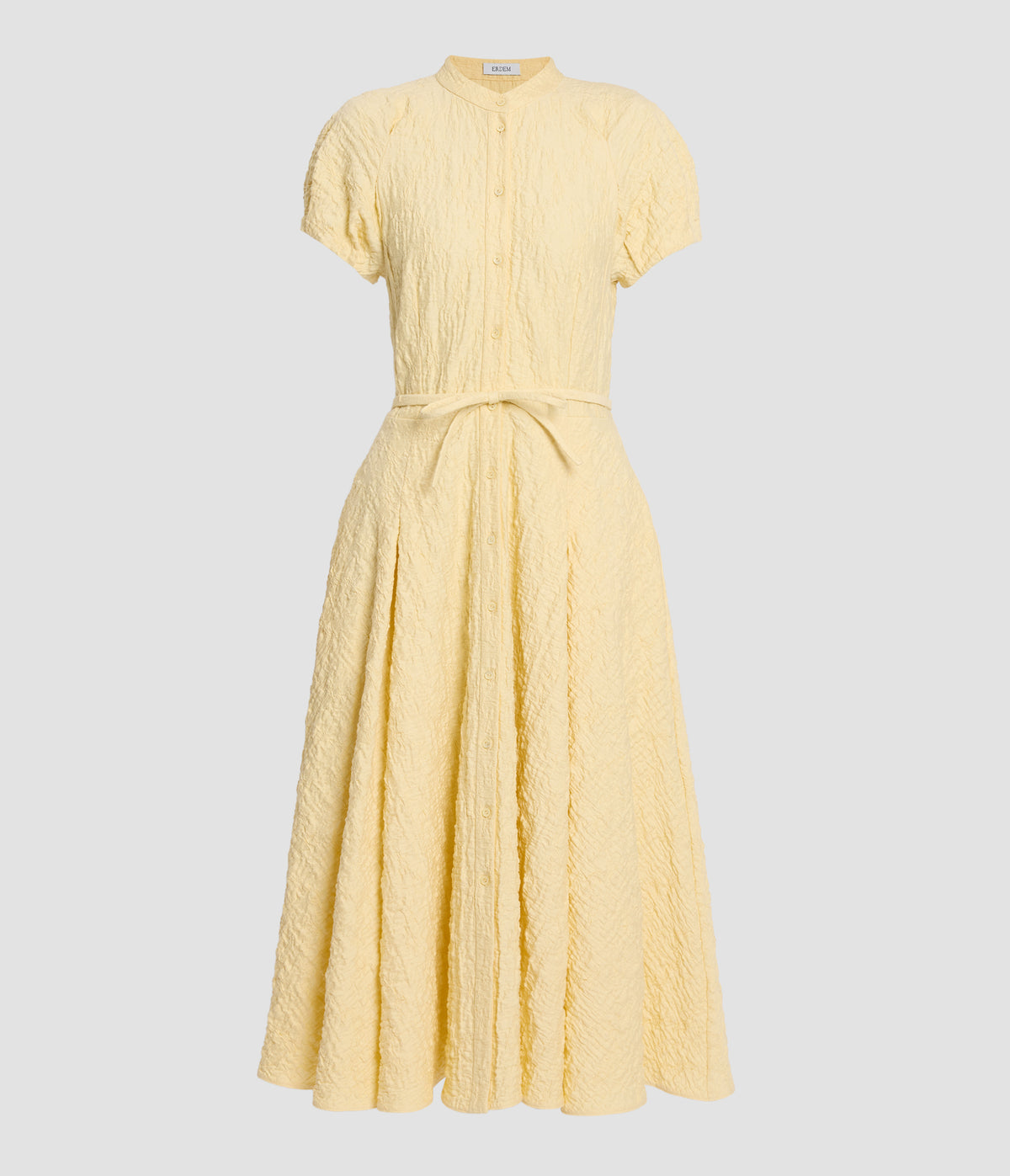 Cotton Cloque Cap Sleeve Midi Dress