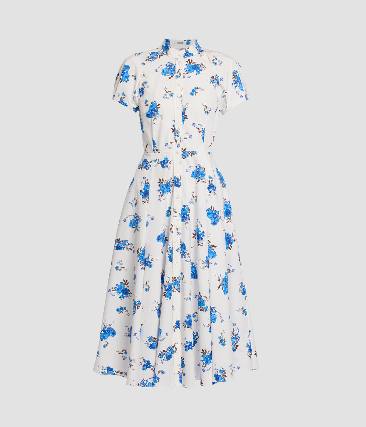 Floral Cotton Poplin Short Sleeve Midi Dress