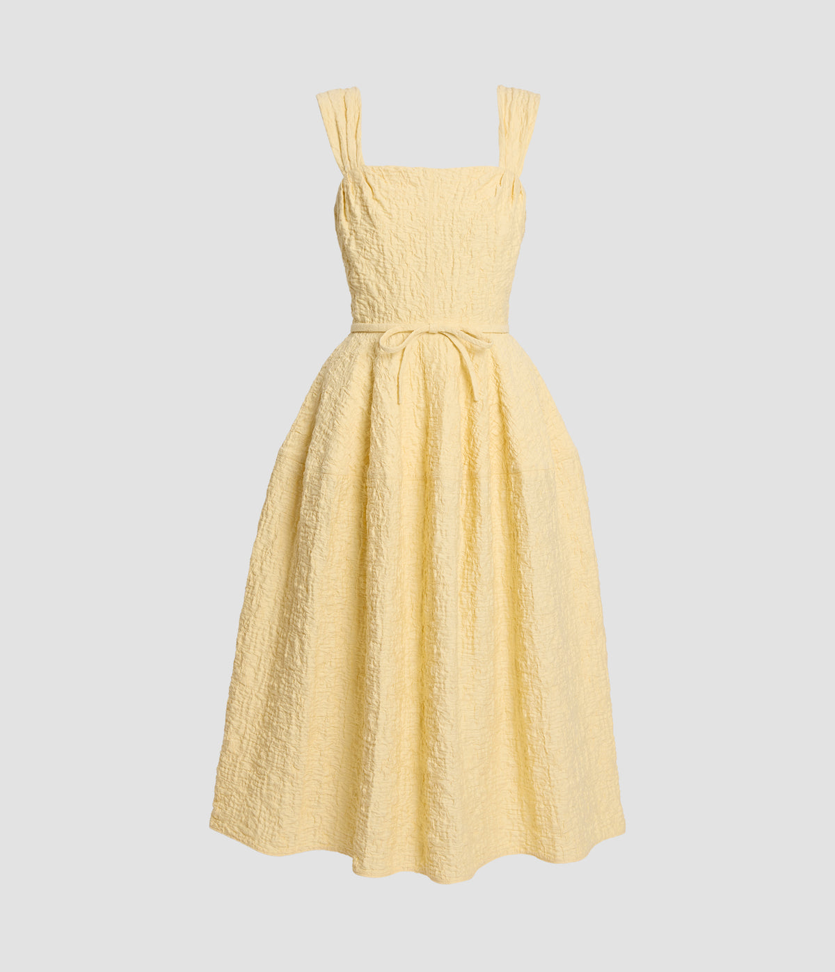 Cotton Cloque Sleeveless Midi Dress