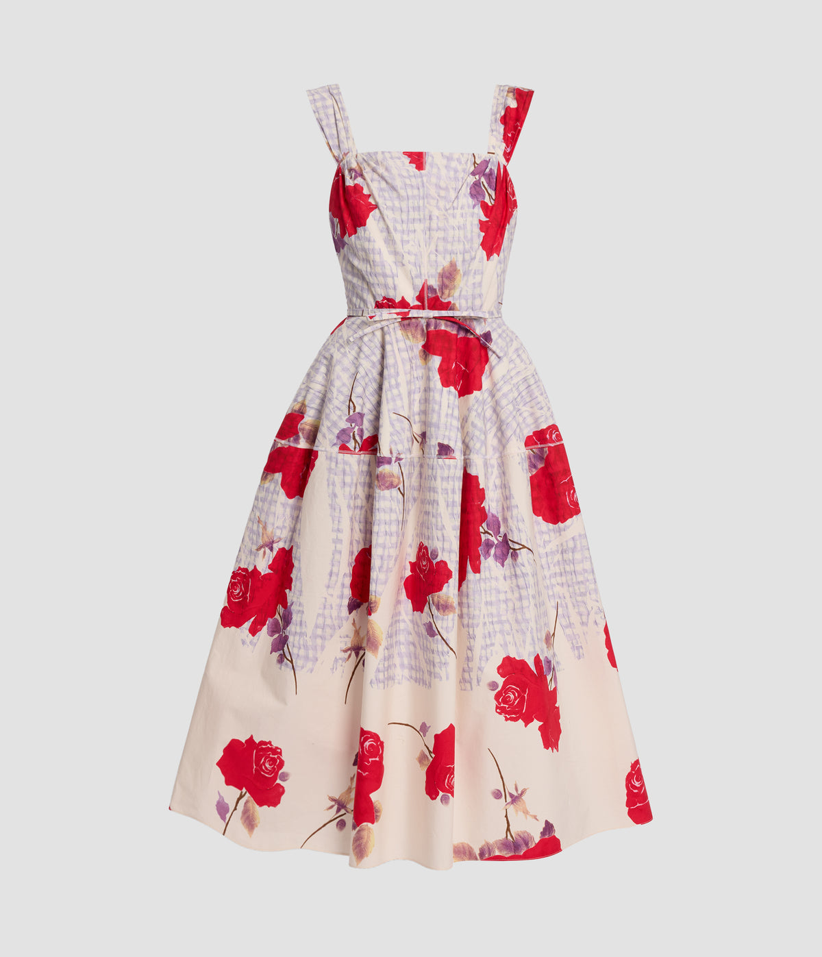 Floral Cotton Poplin Sleeveless Midi Dress