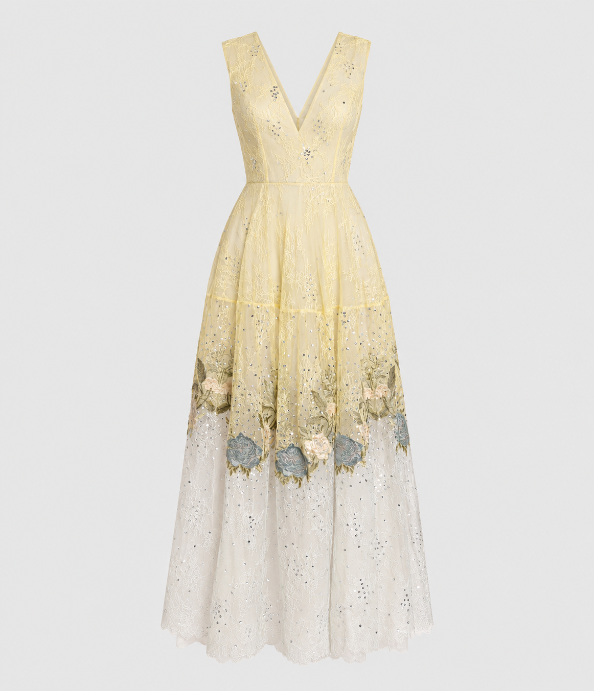 Floral Lace Sleeveless Midi Dress