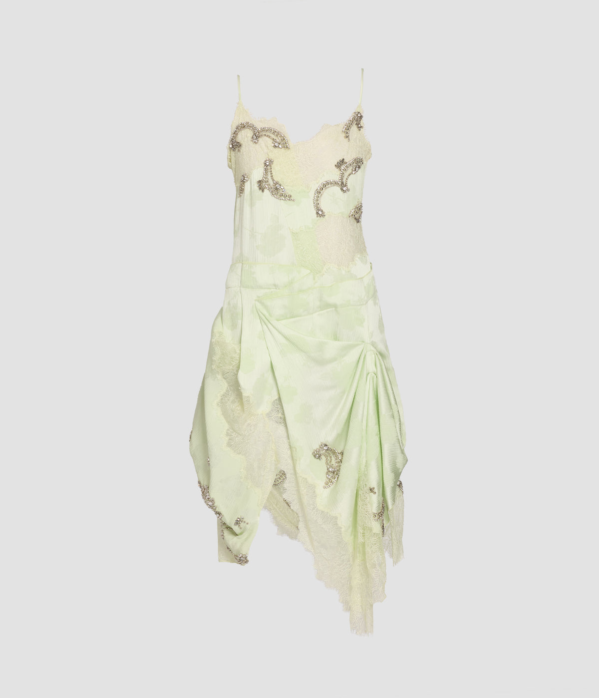 Embroidered Floral Creponne Slip Dress