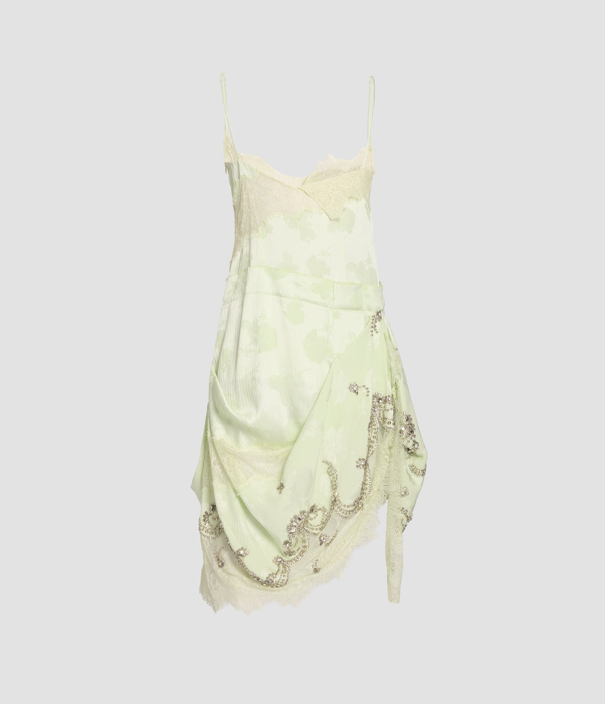 Embroidered Floral Creponne Slip Dress