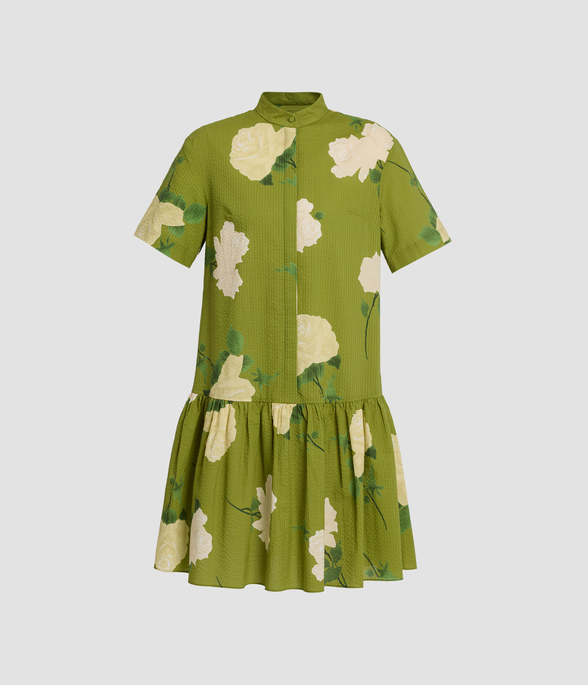 Floral Seersucker Short Sleeve Mini Dress