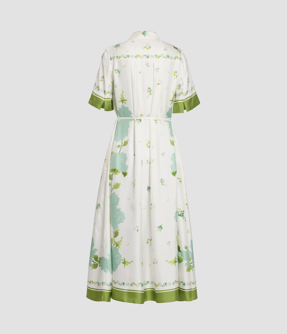 Floral Silk Twill Short Sleeve Midi Dress