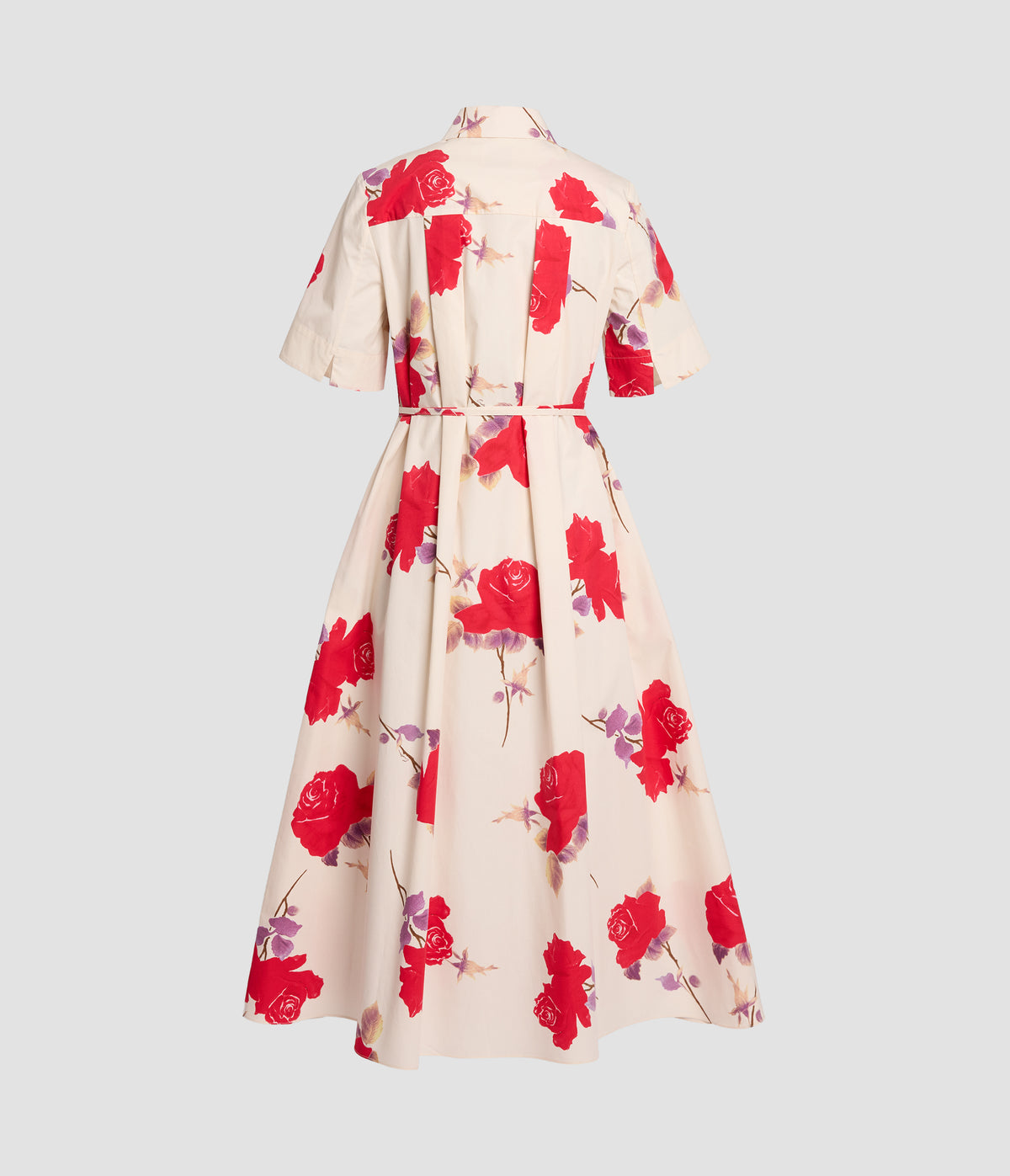 Floral Cotton Poplin Short Sleeve Midi Dress