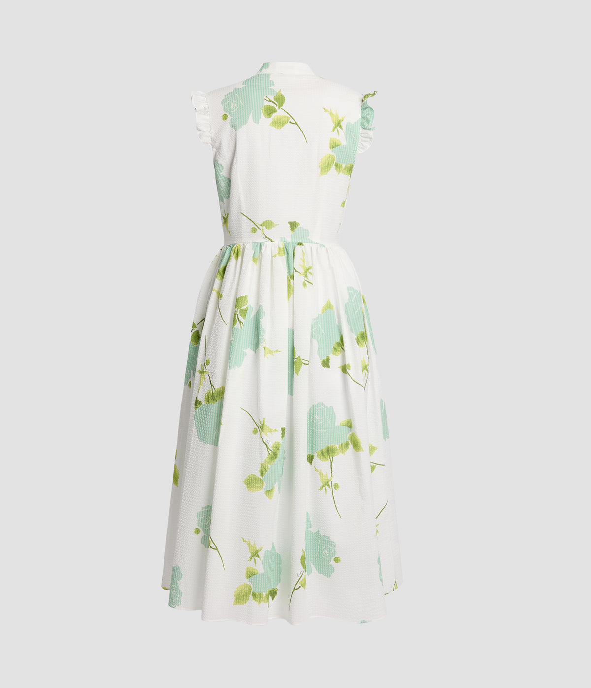 Floral Seersucker Sleeveless Midi Dress