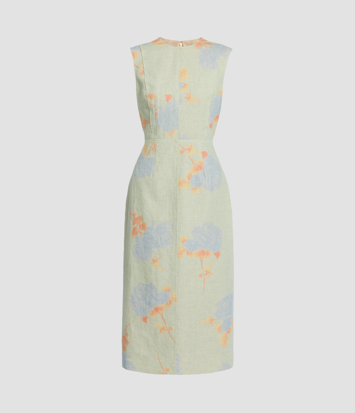 Floral Linen Sleeveless Midi Dress