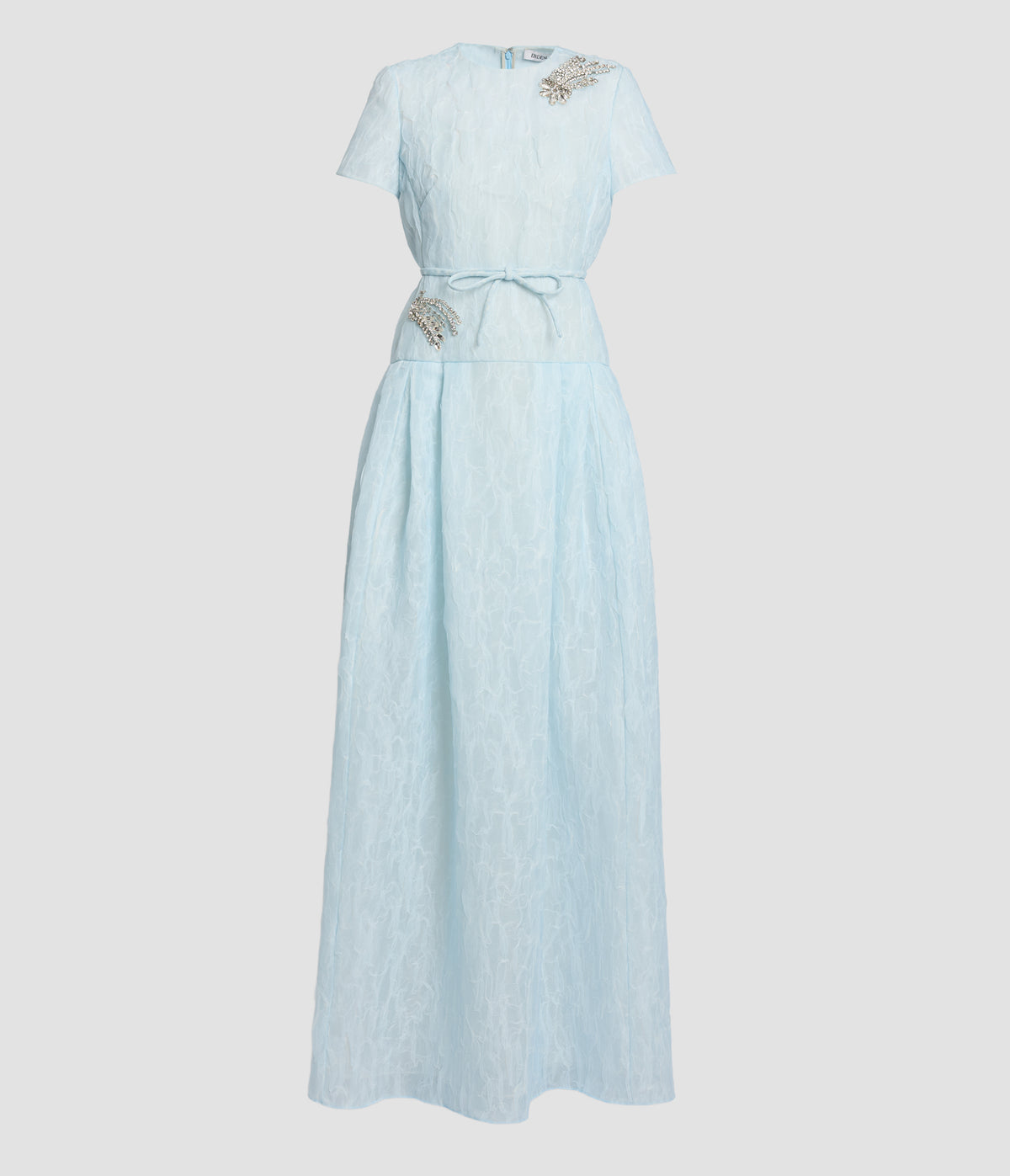Embroidered Crushed Organza Short Sleeve Gown