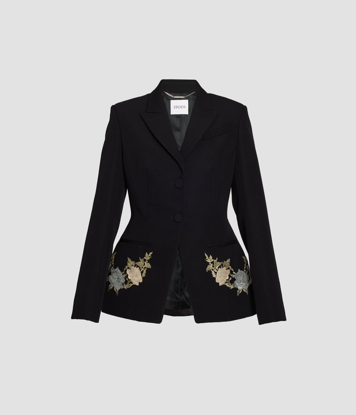 Embroidered Grain De Poudre Fitted Blazer