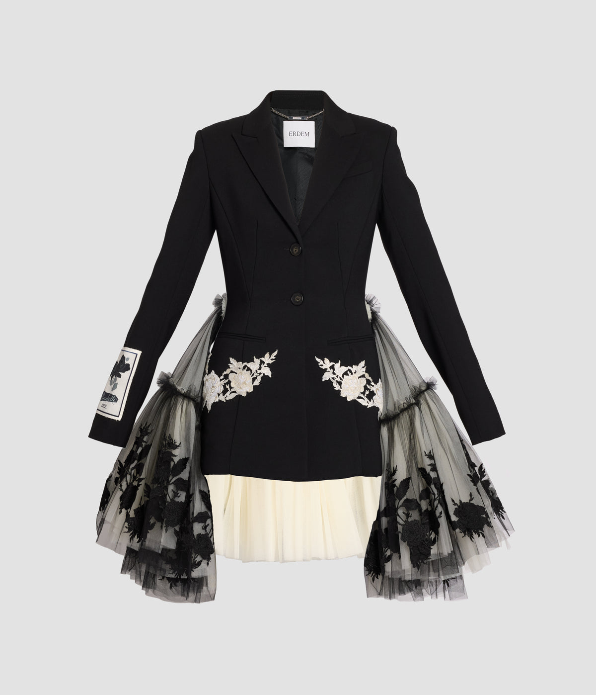 Embroidered Grain De Poudre Fitted Blazer