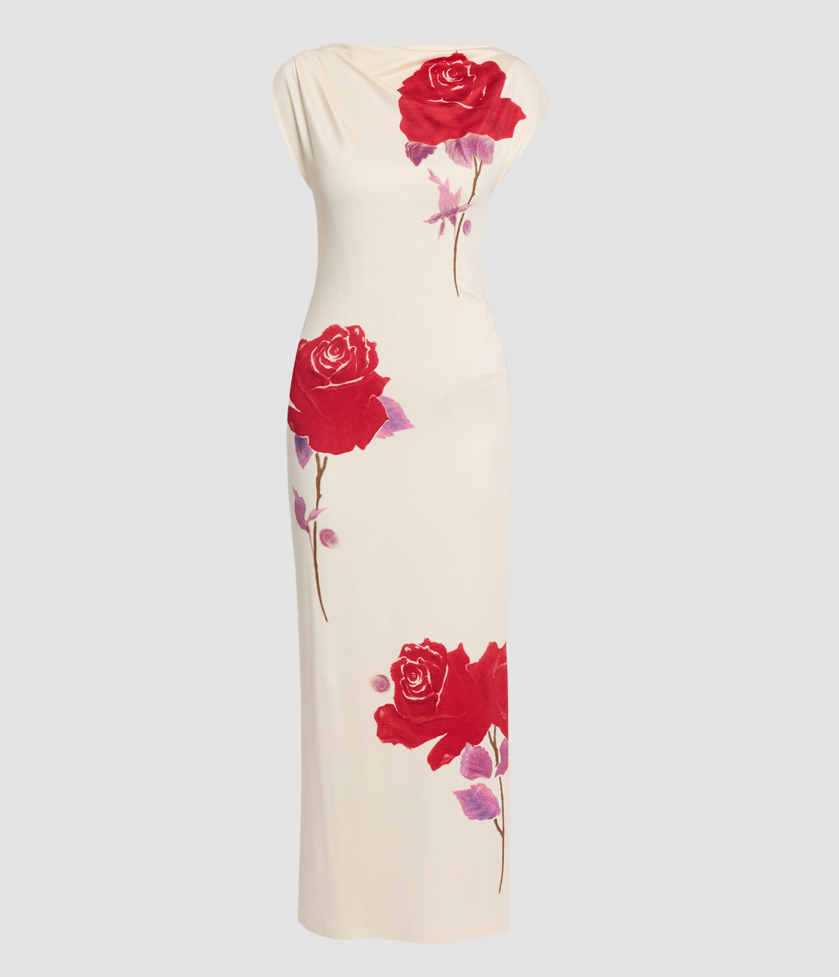 Floral Jersey Sleeveless Midi Dress