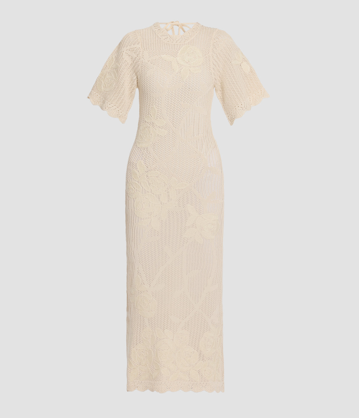 Embroidered Knit Midi Dress