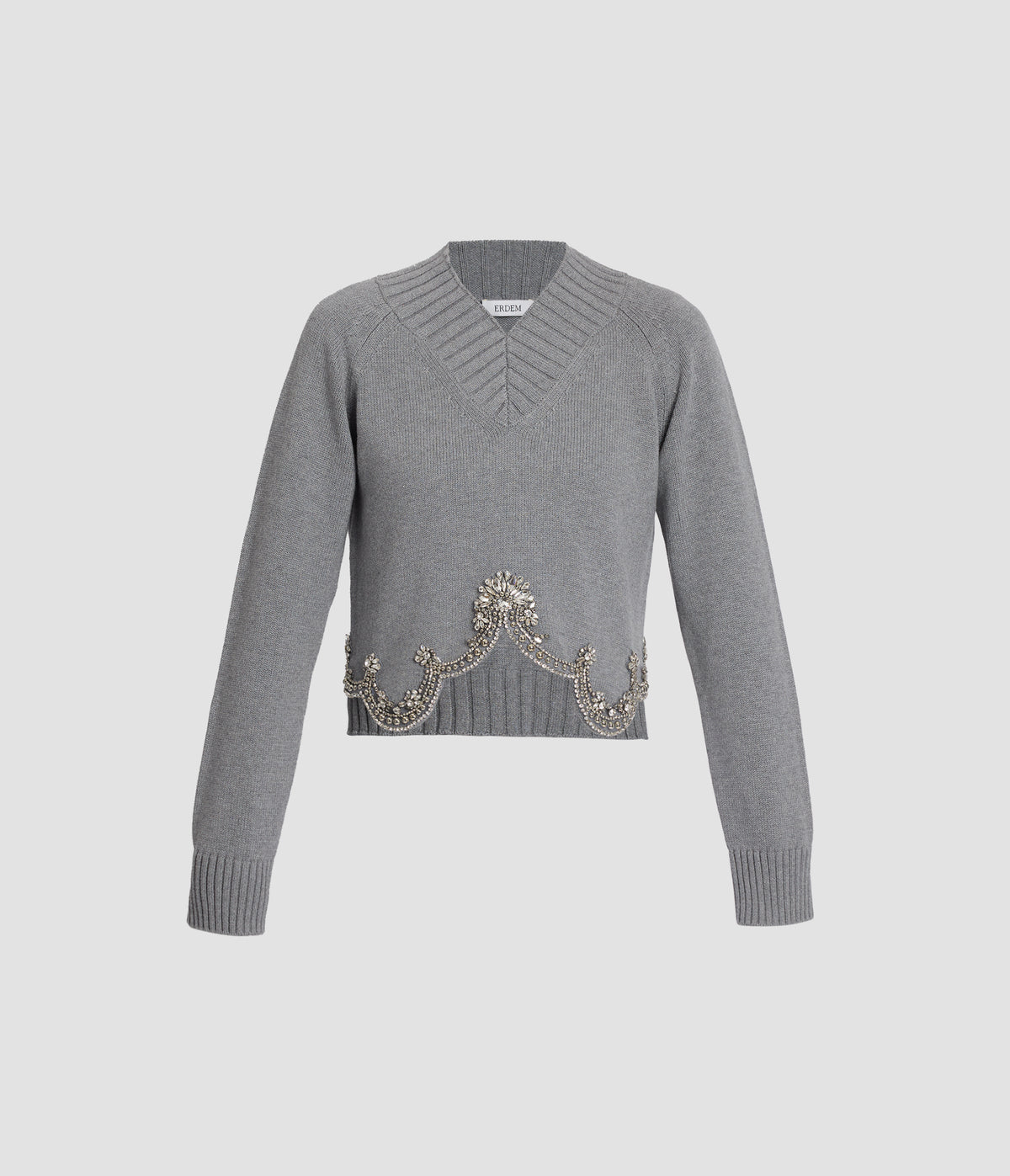 Embroidered Cotton Cashmere Crop Jumper