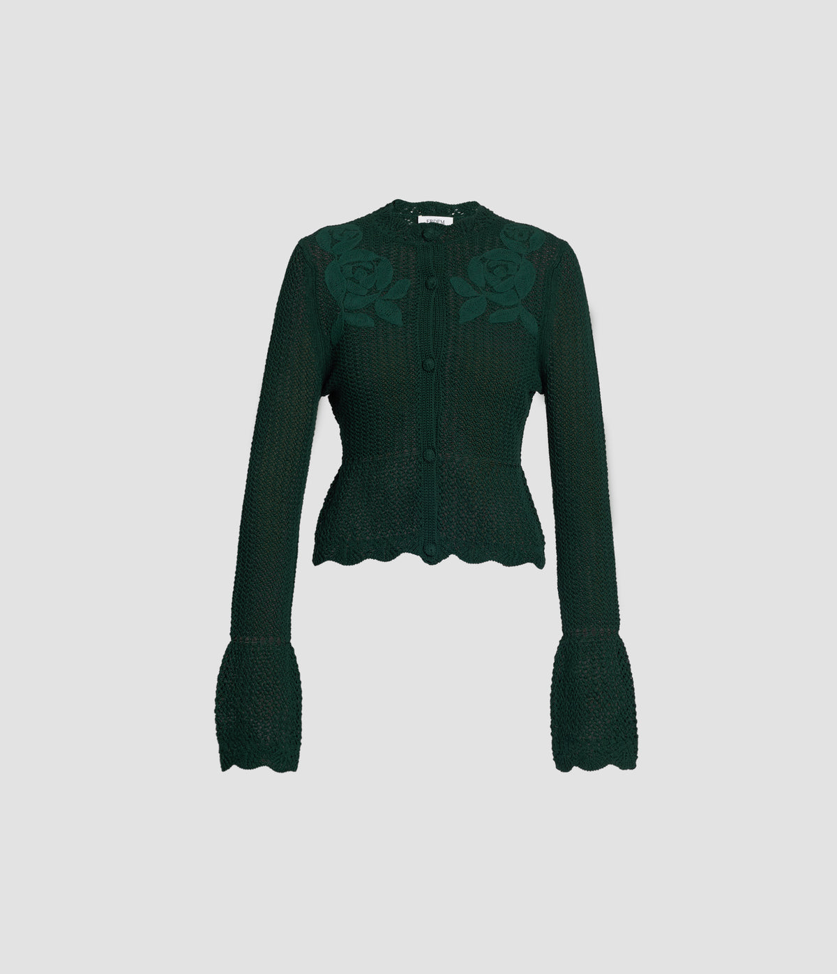 Embroidered Knit Peplum Cardigan