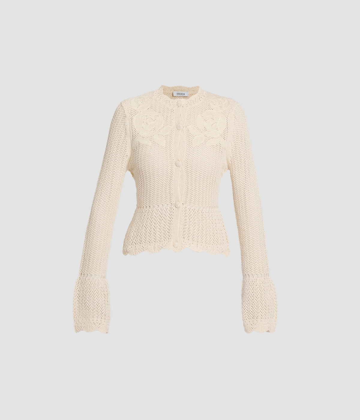 Embroidered Knit Peplum Cardigan