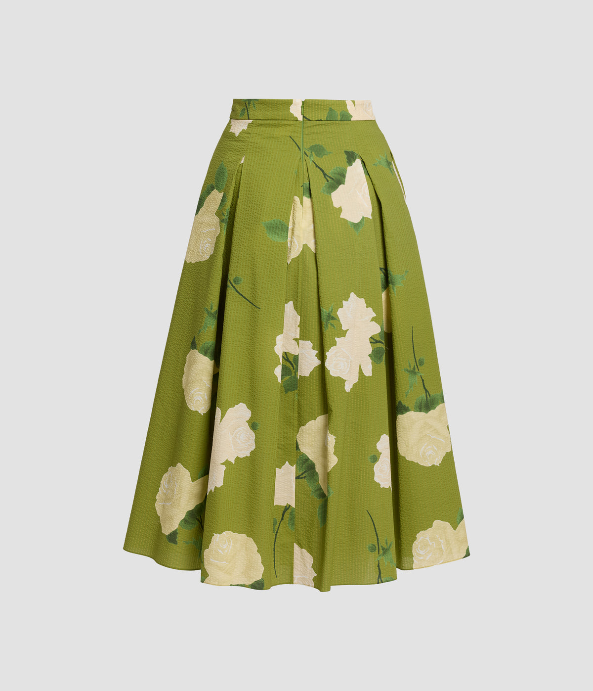 Floral Cotton Seersucker Midi Skirt