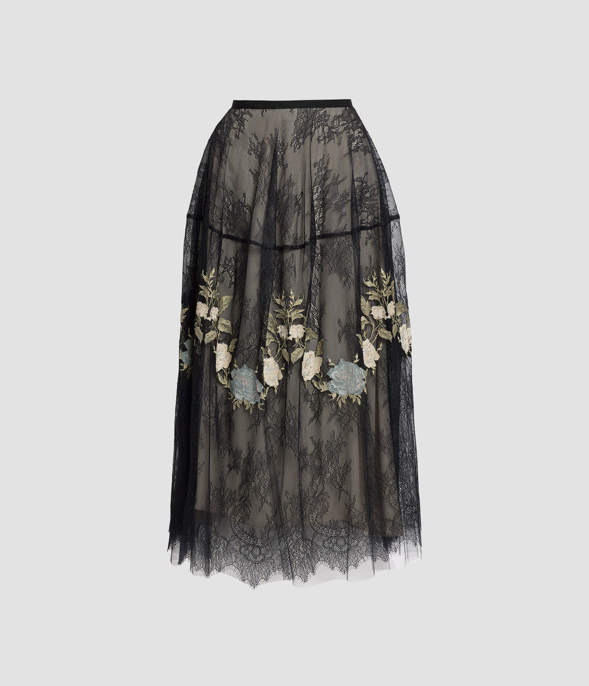 Floral Lace Midi Skirt
