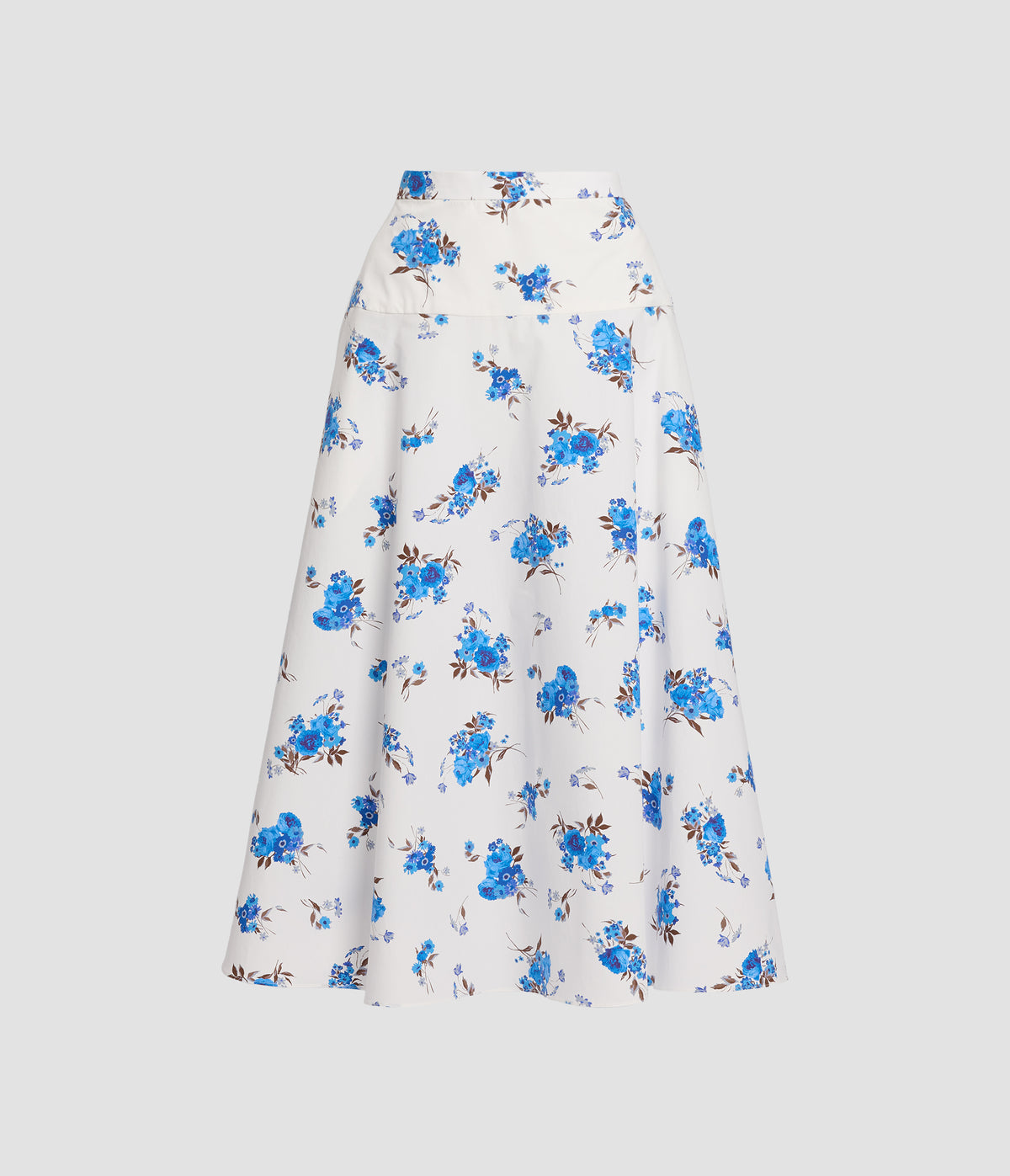 Floral Heavy Cotton Poplin Midi Skirt