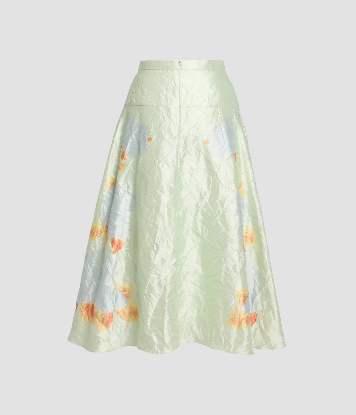 Floral Textured Satin Midi Skirt