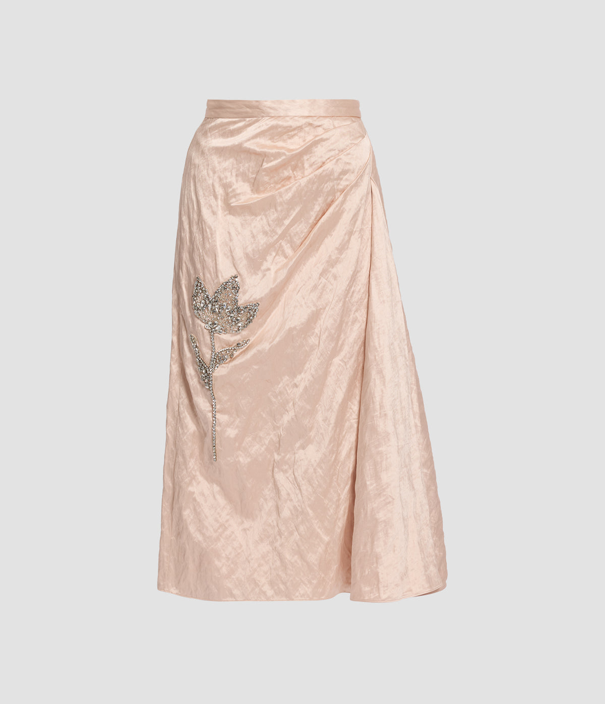Textured Satin Midi Skirt