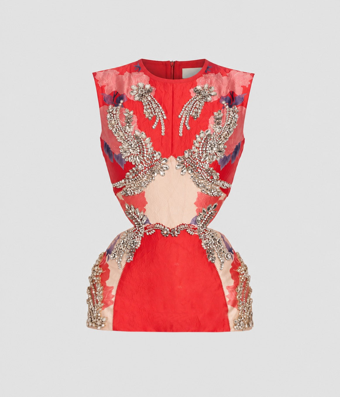 Floral Textured Satin Sleeveless Top