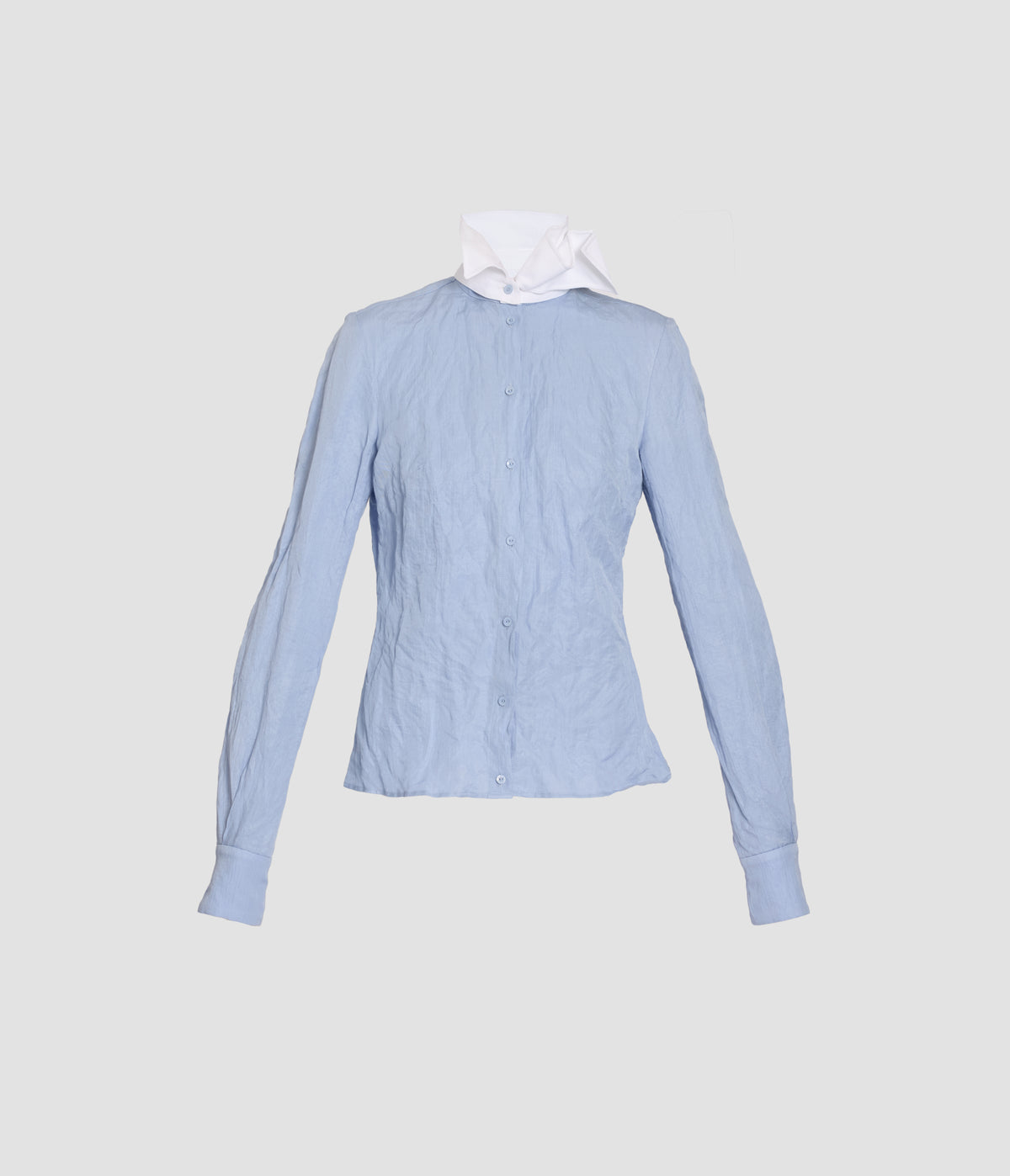 Crinkled Cotton Long Sleeve Fitted Shirt