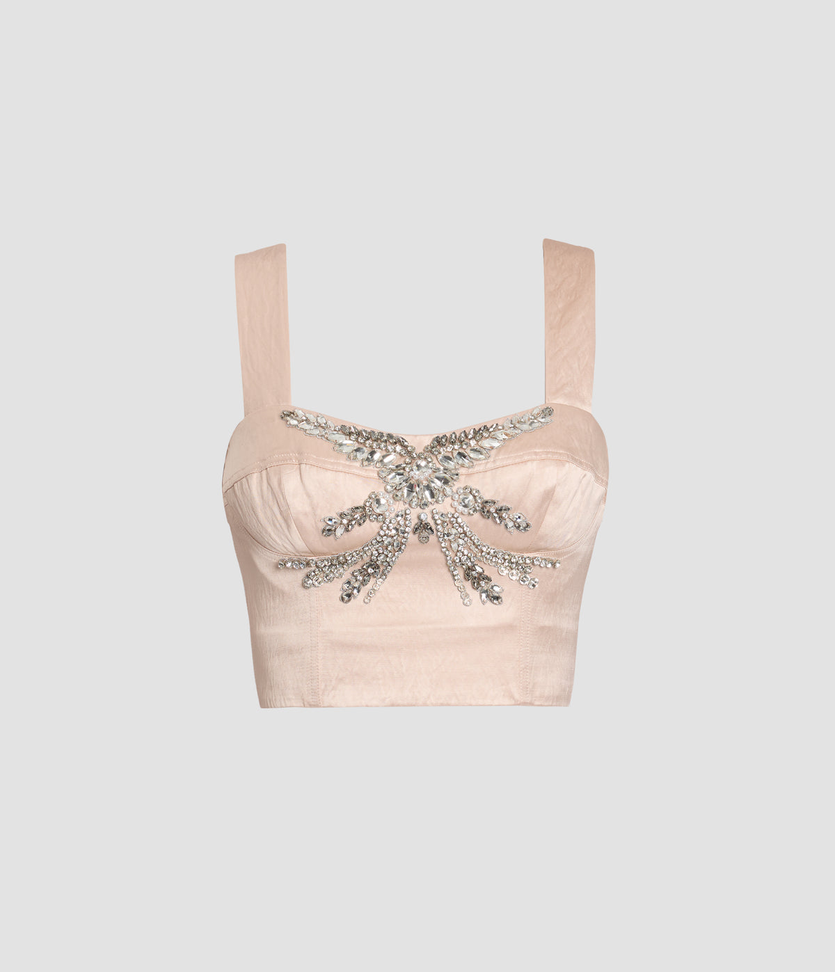 Embroidered Textured Satin Bra Top