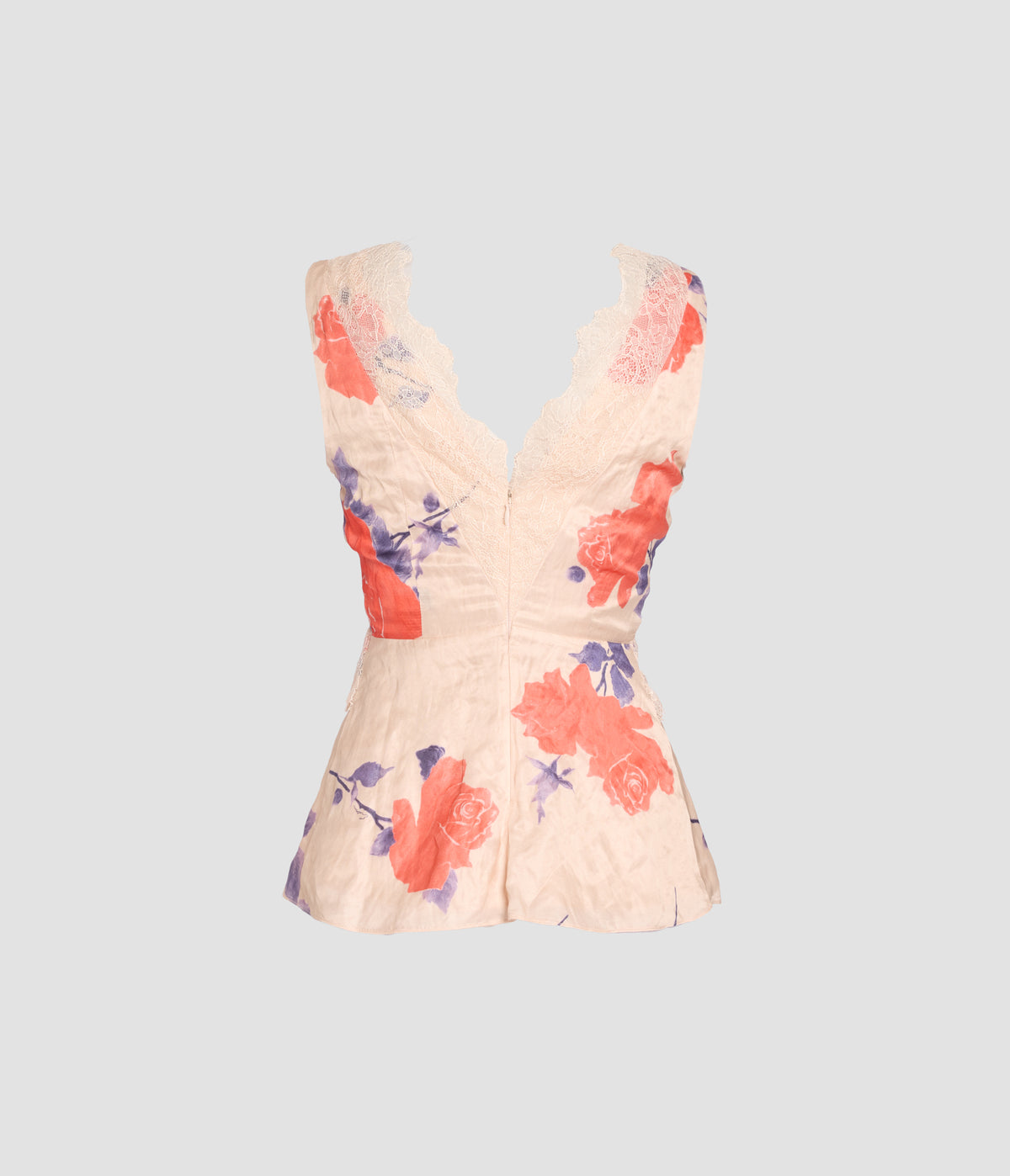 Floral Crushed Fluid Satin Sleeveless Top