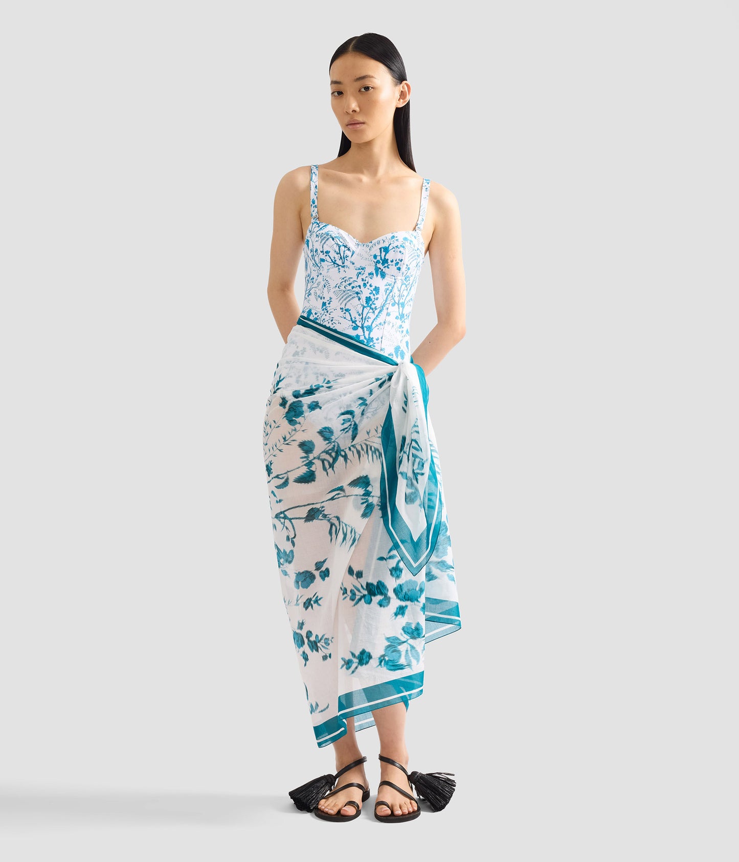 Botanical Print Cotton Voile Pareo
