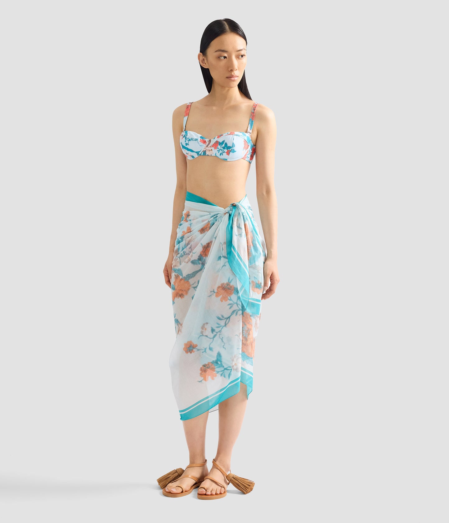 Floral Print Cotton Voile Pareo