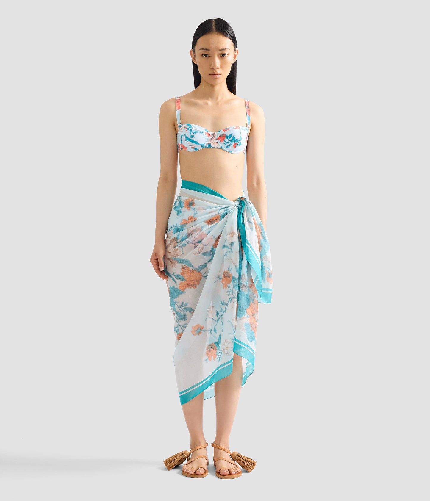 Floral Print Cotton Voile Pareo