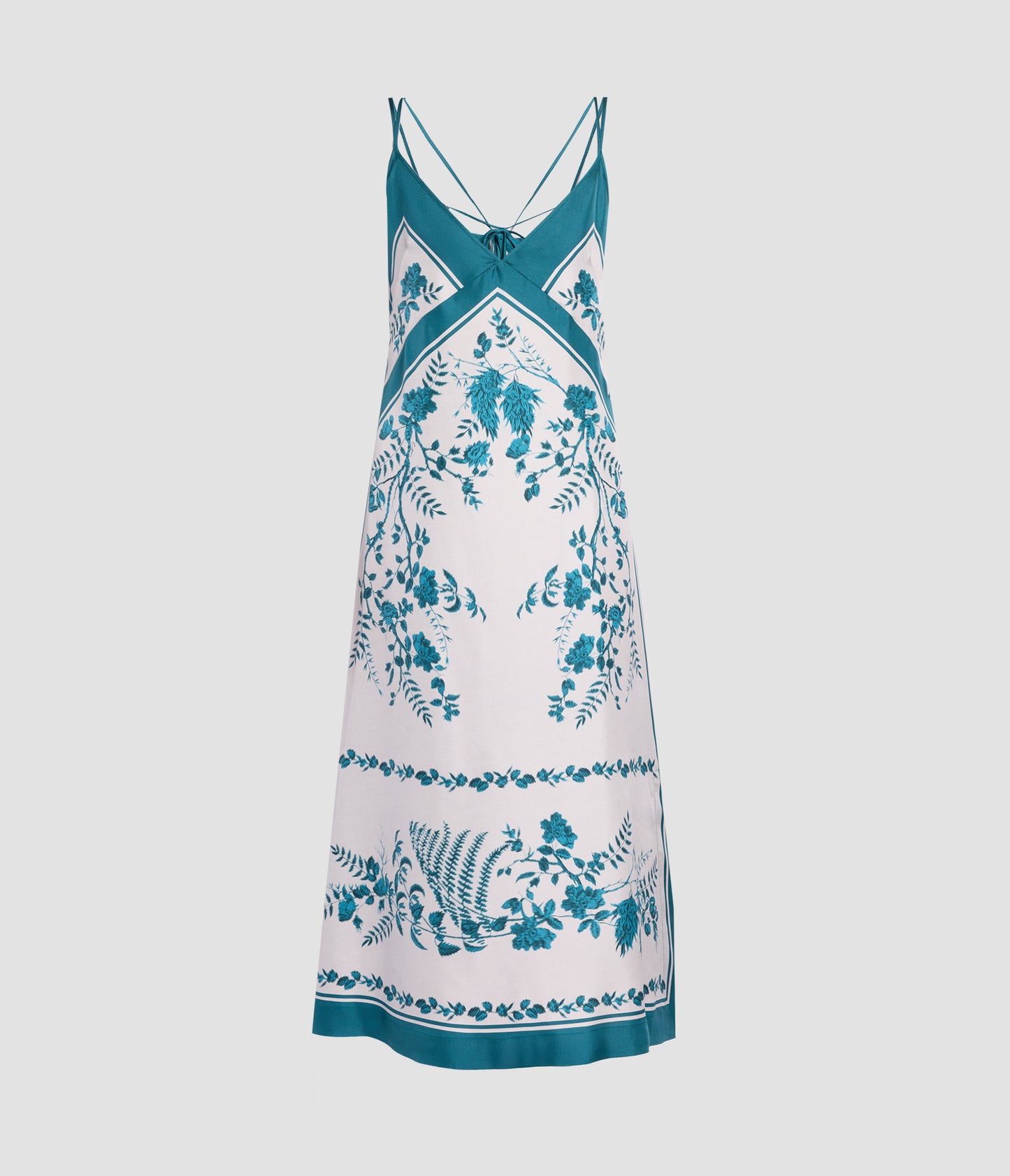 Botanical Print Silk Twill Midi Slip Dress