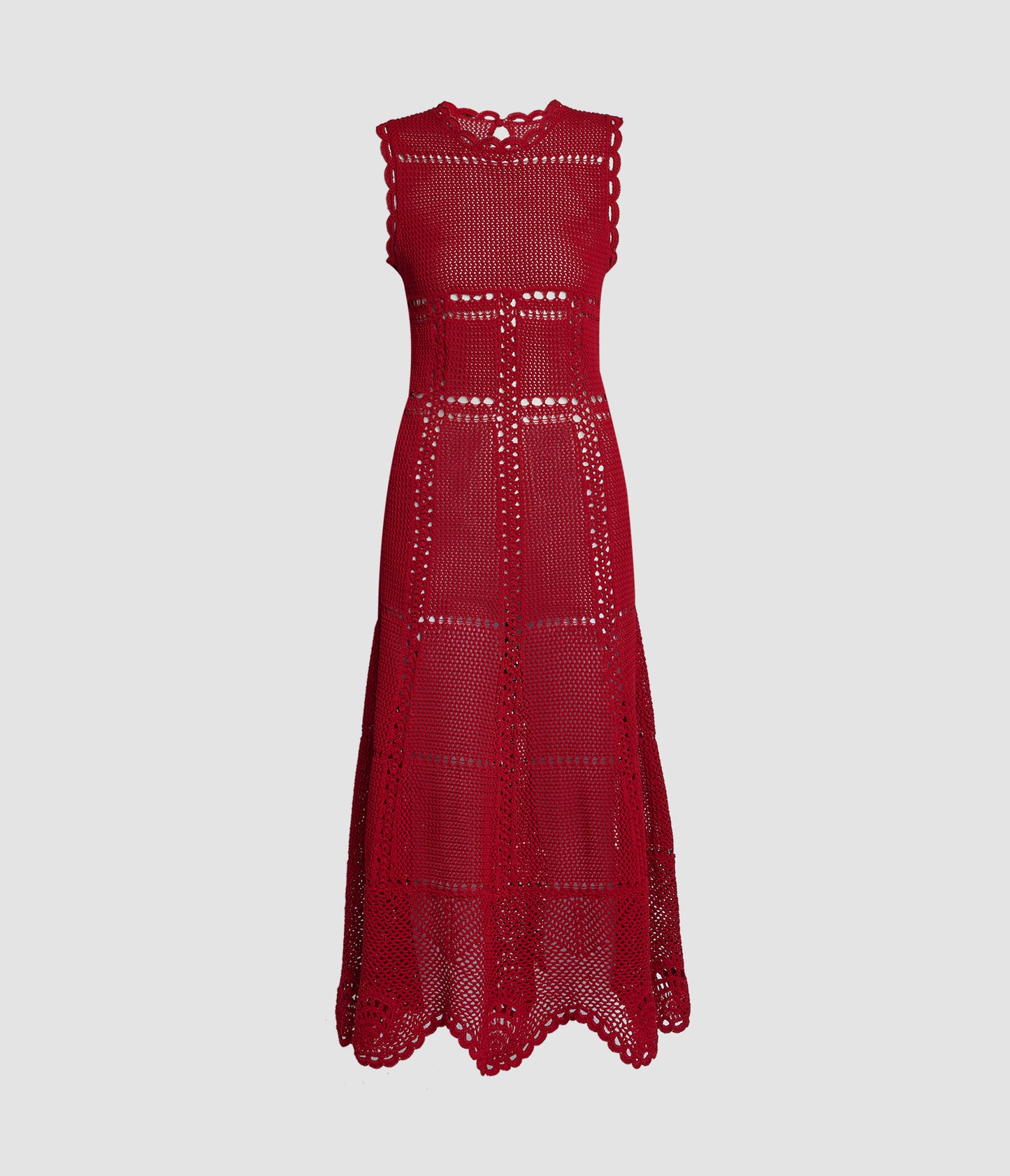 Cotton Crochet Flared Midi Dress