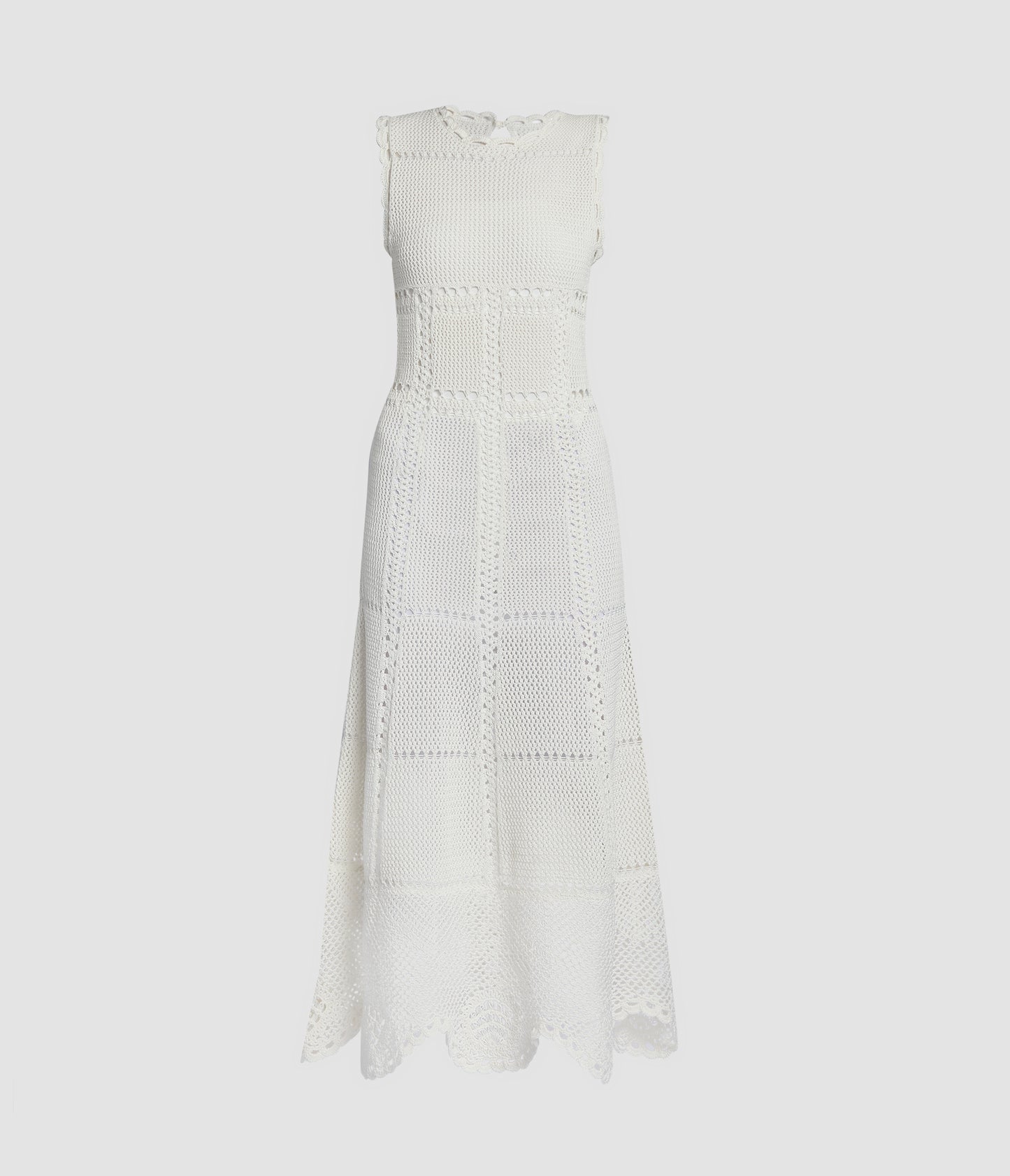 Cotton Crochet Flared Midi Dress