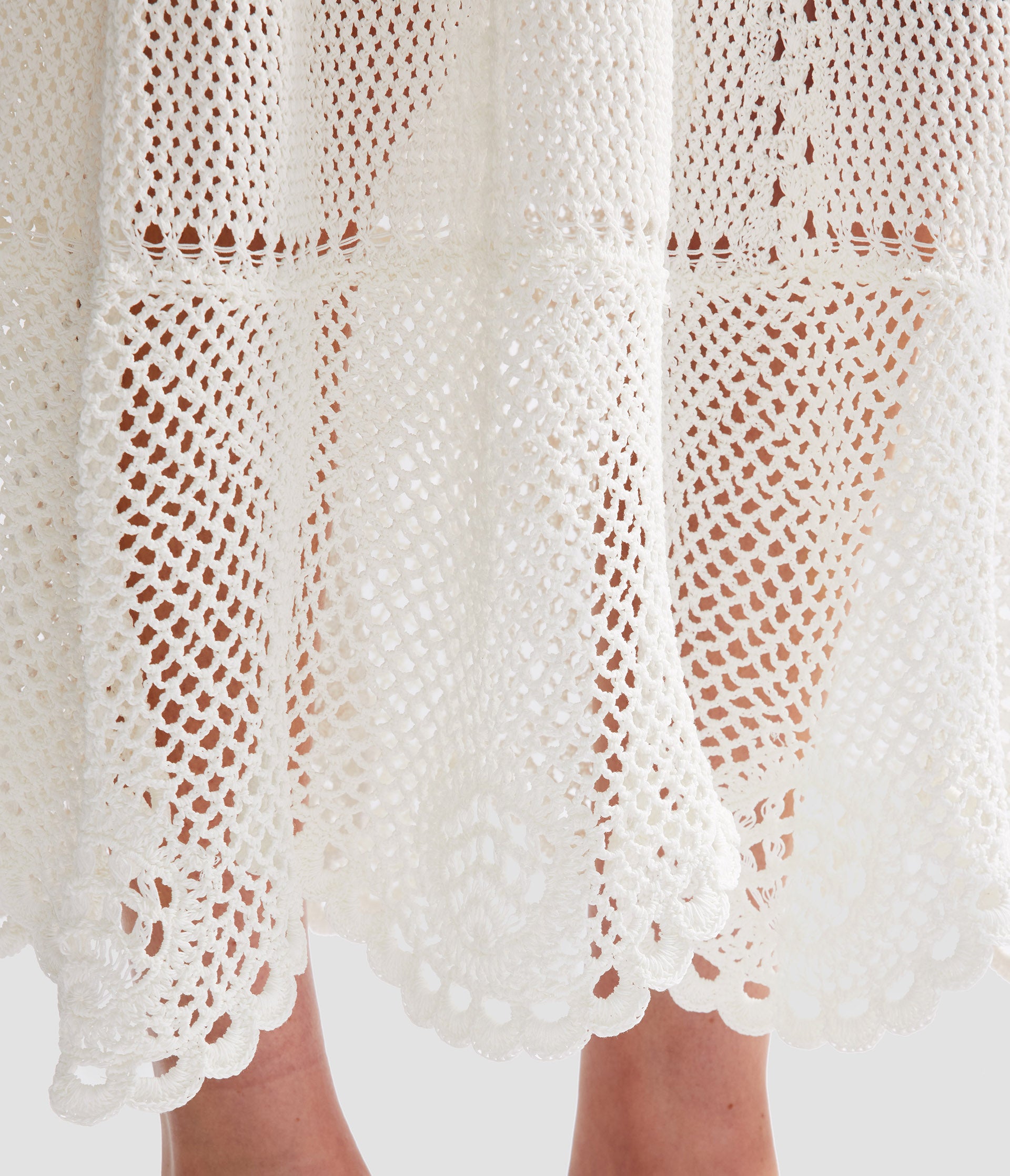 Cotton Crochet Flared Midi Dress