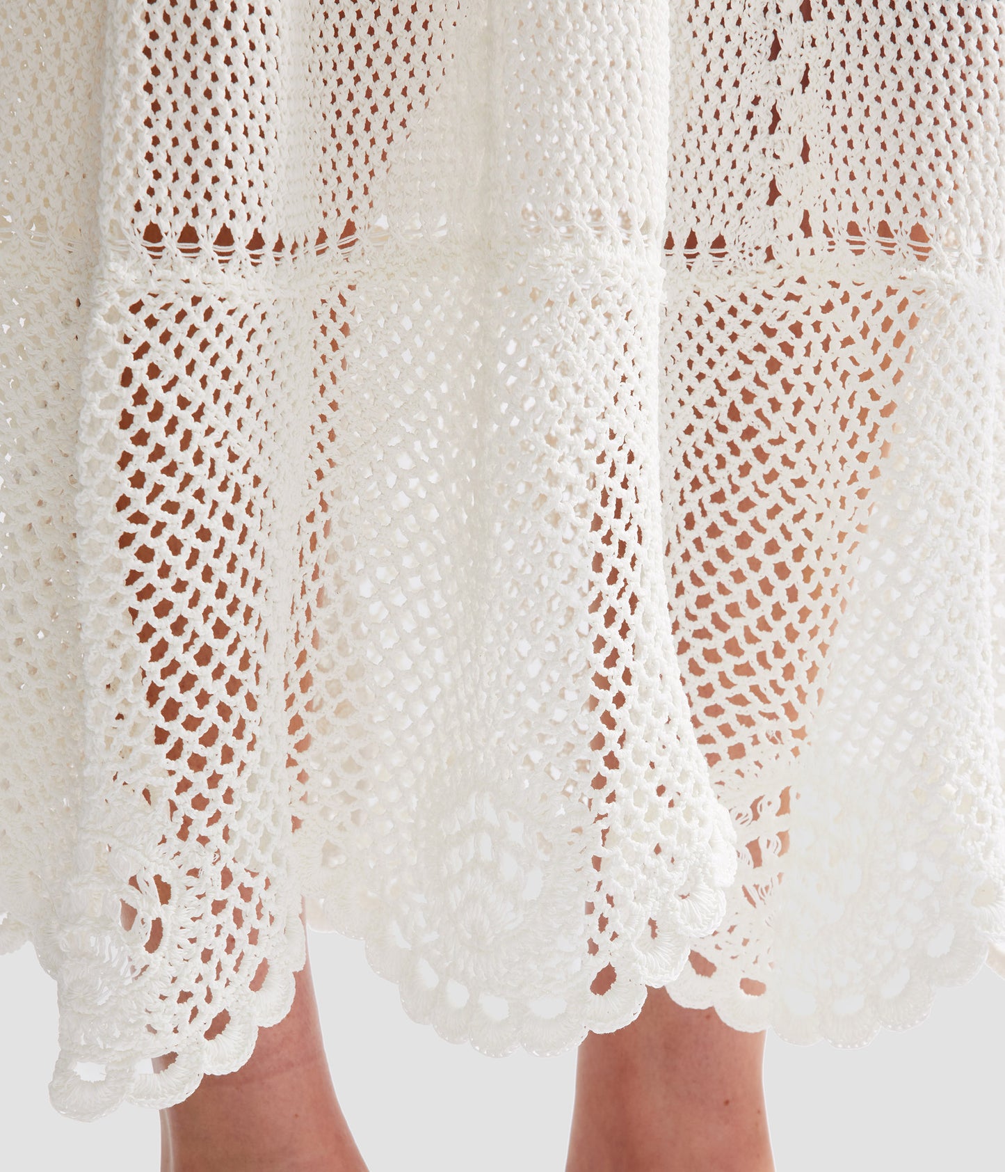 Cotton Crochet Flared Midi Dress
