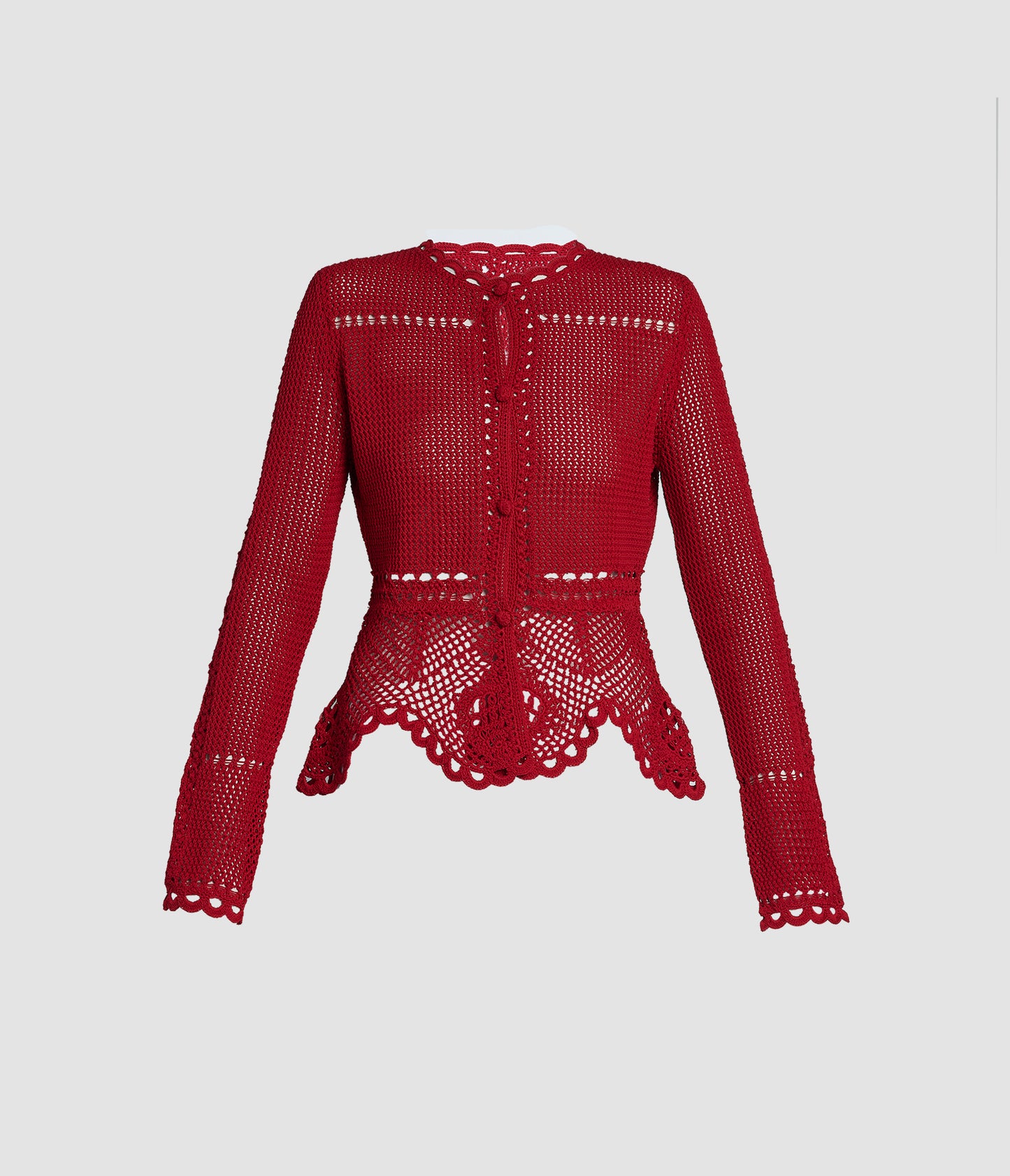 Cotton Crochet Peplum Cardigan