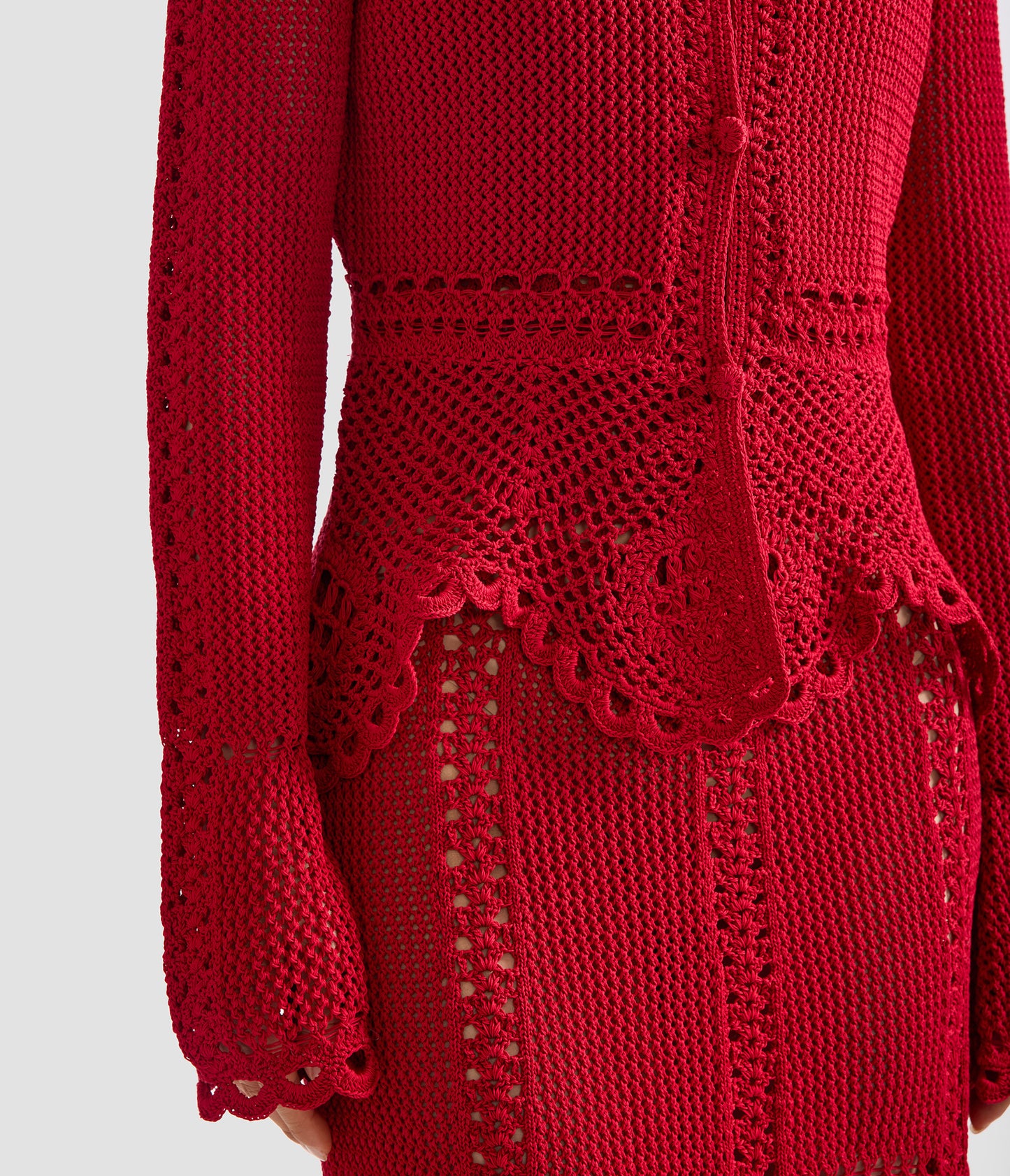 Cotton Crochet Peplum Cardigan