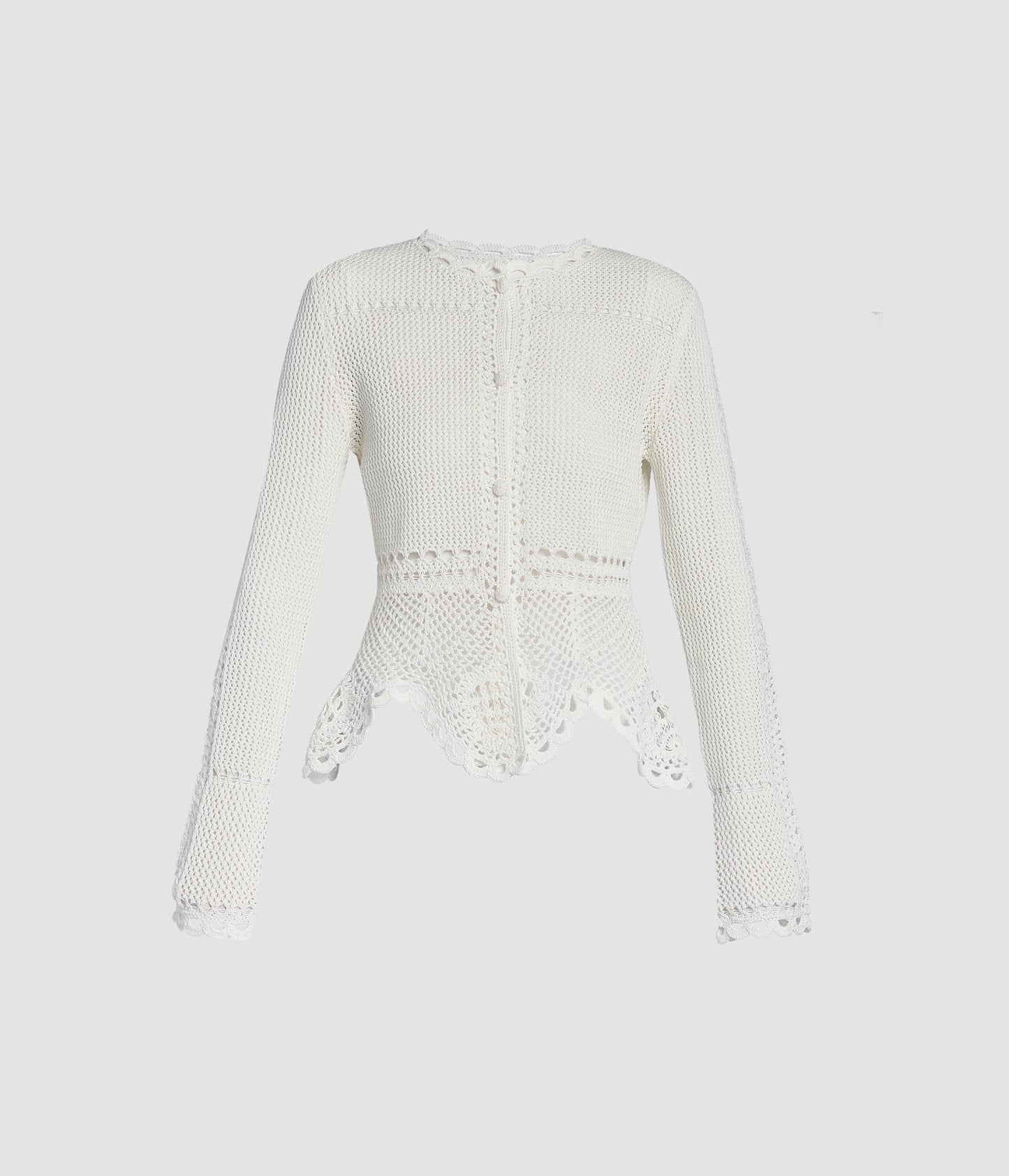 Cotton Crochet Peplum Cardigan