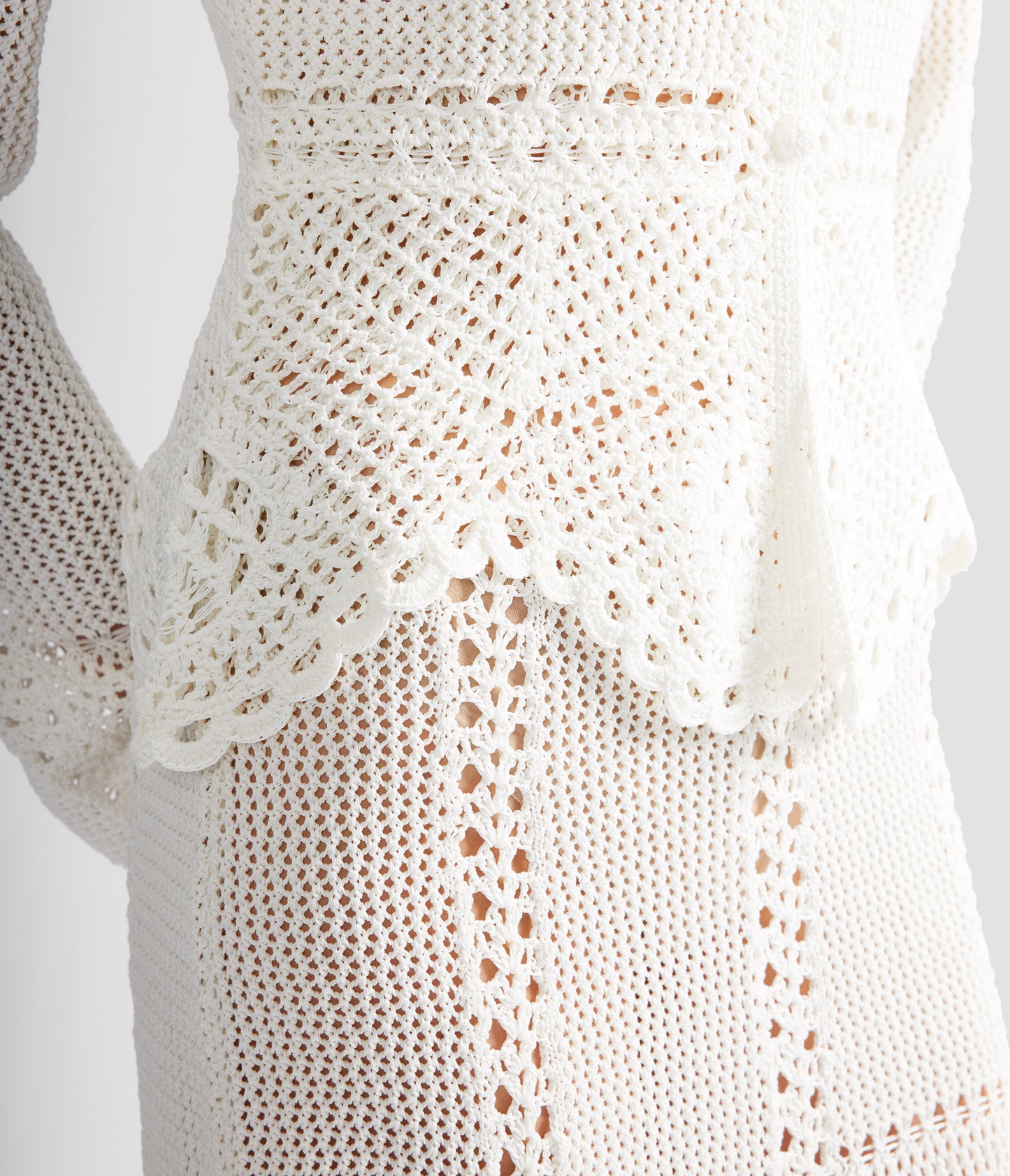 Cotton Crochet Peplum Cardigan