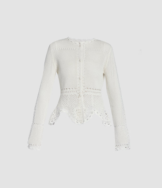 Cotton Crochet Peplum Cardigan | Erdem.com – ERDEM