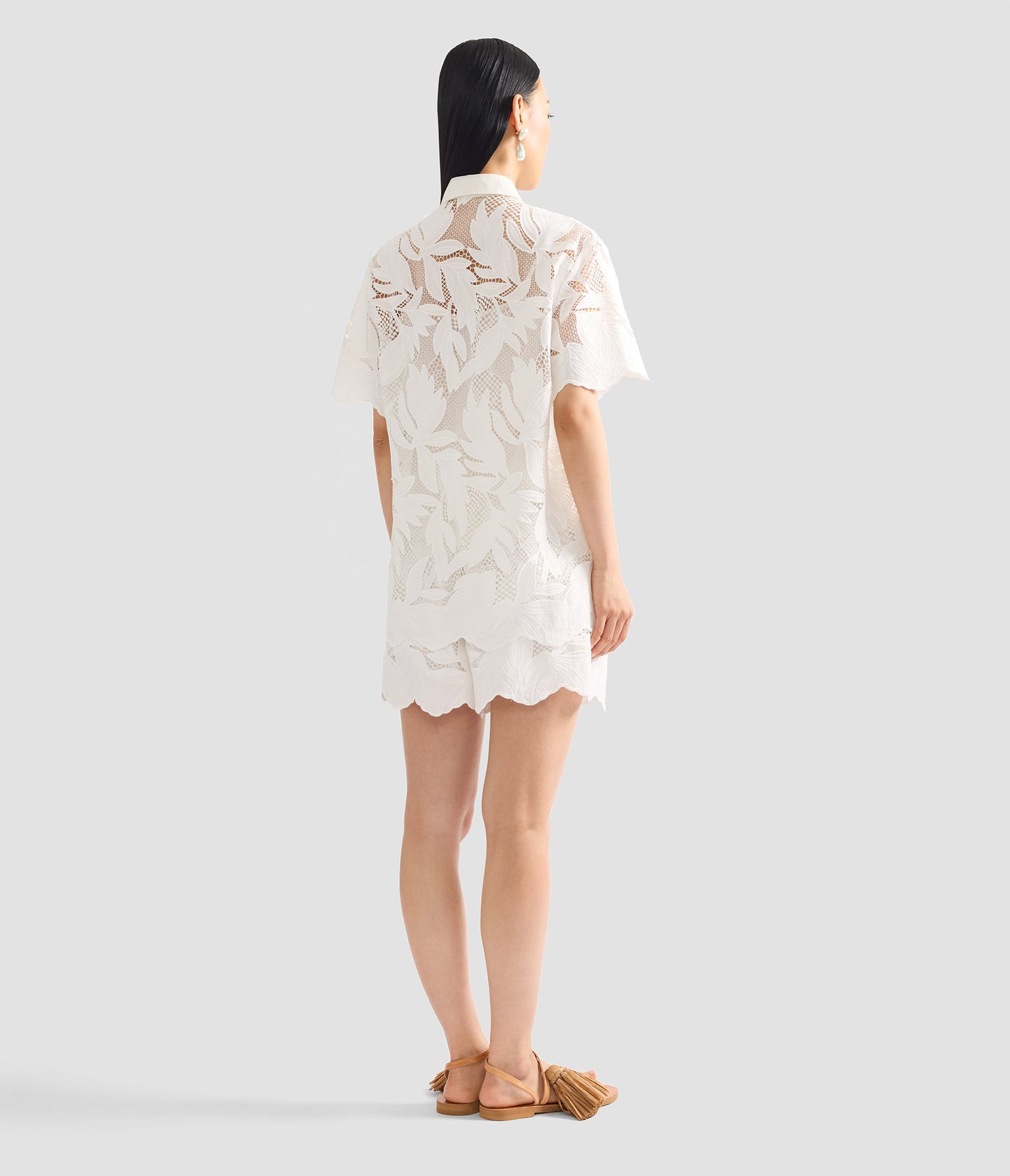 Cotton Cutwork Short Sleeve Shirt